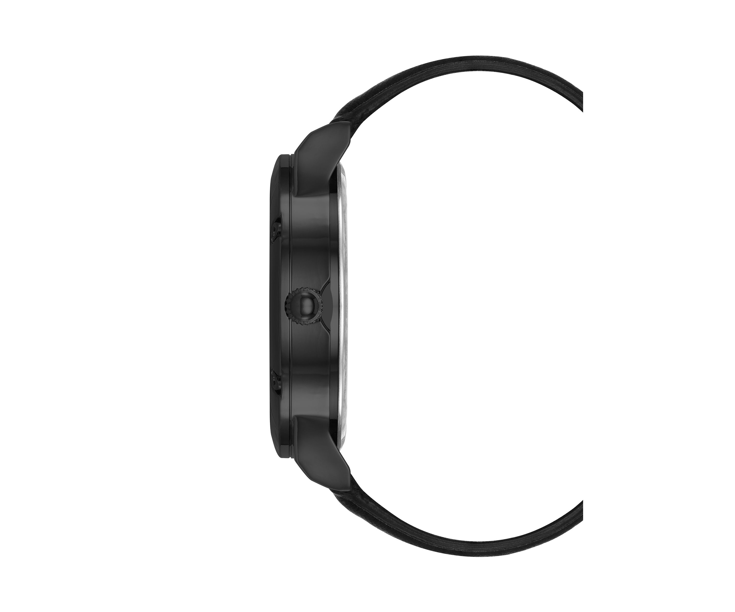 Sleek Black Faux Leather and Dark Gray Alloy Metal Watch