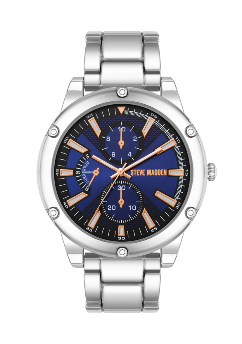 Everyday Blue and Silver-Tone Alloy Metal Watch