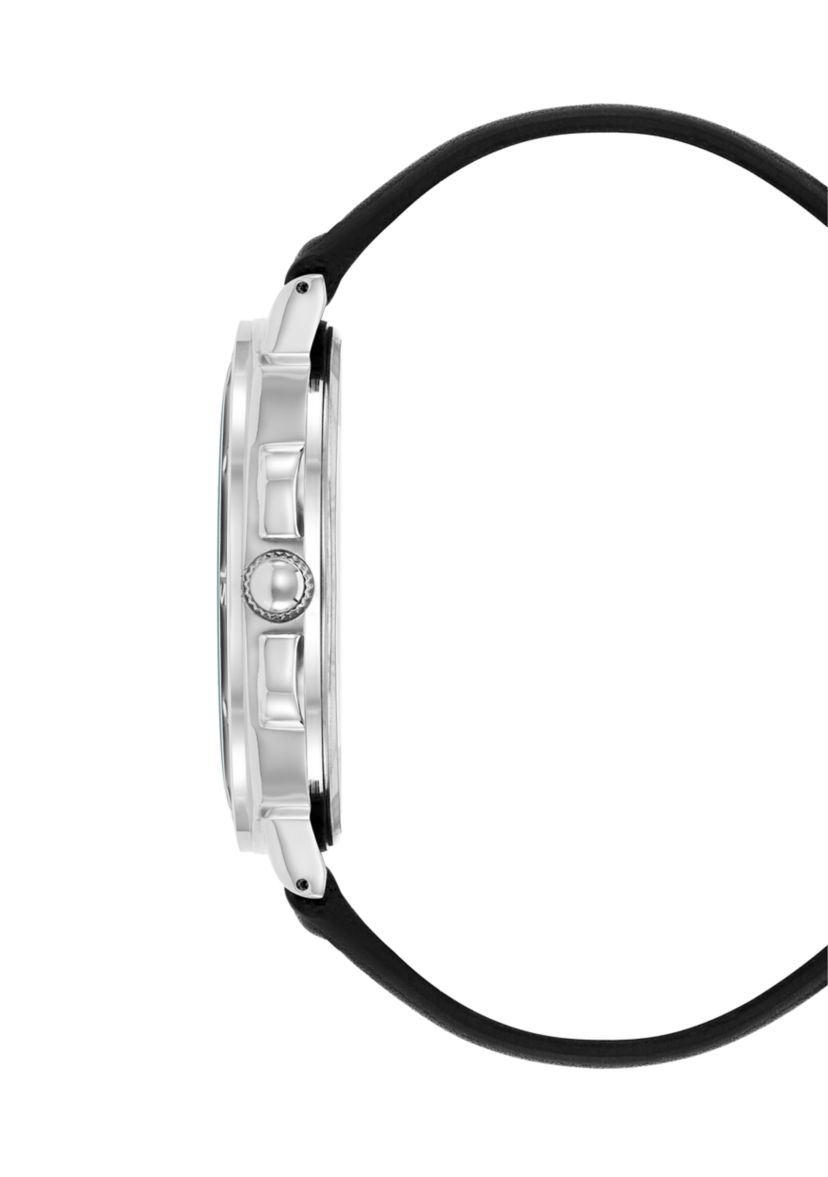 Steve Madden Vivid Light Blue Dial Black Faux Leather Watch  display picture 1