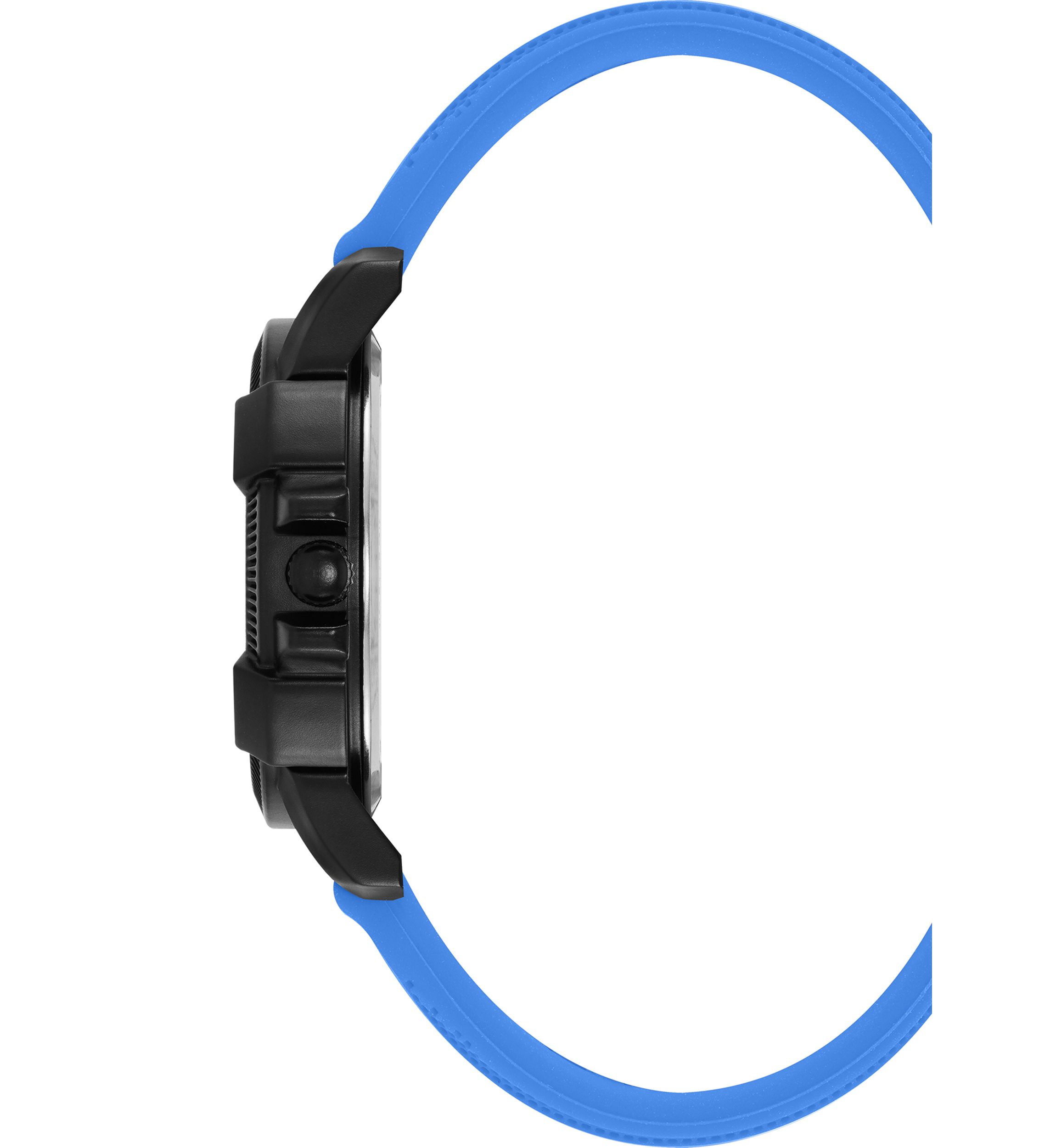 Vibrant Blue Silicone and Black Alloy Metal Watch