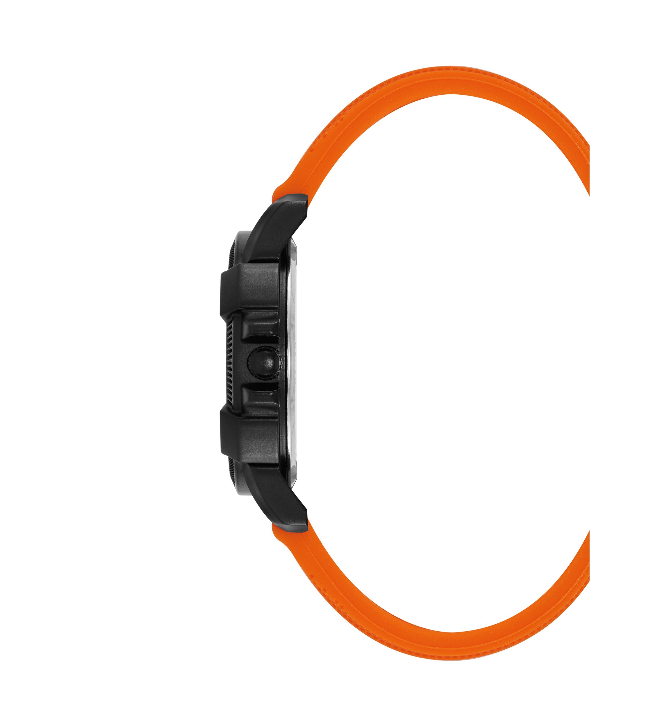 Vibrant Orange Silicone and Black Alloy Metal Watch