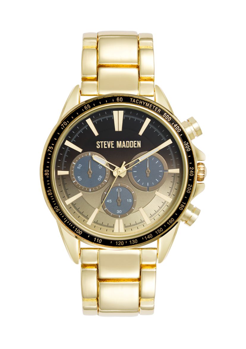 Steve Madden Gold-Tone Logo Dial Bracelet Watch Steve Madden Men main image 3