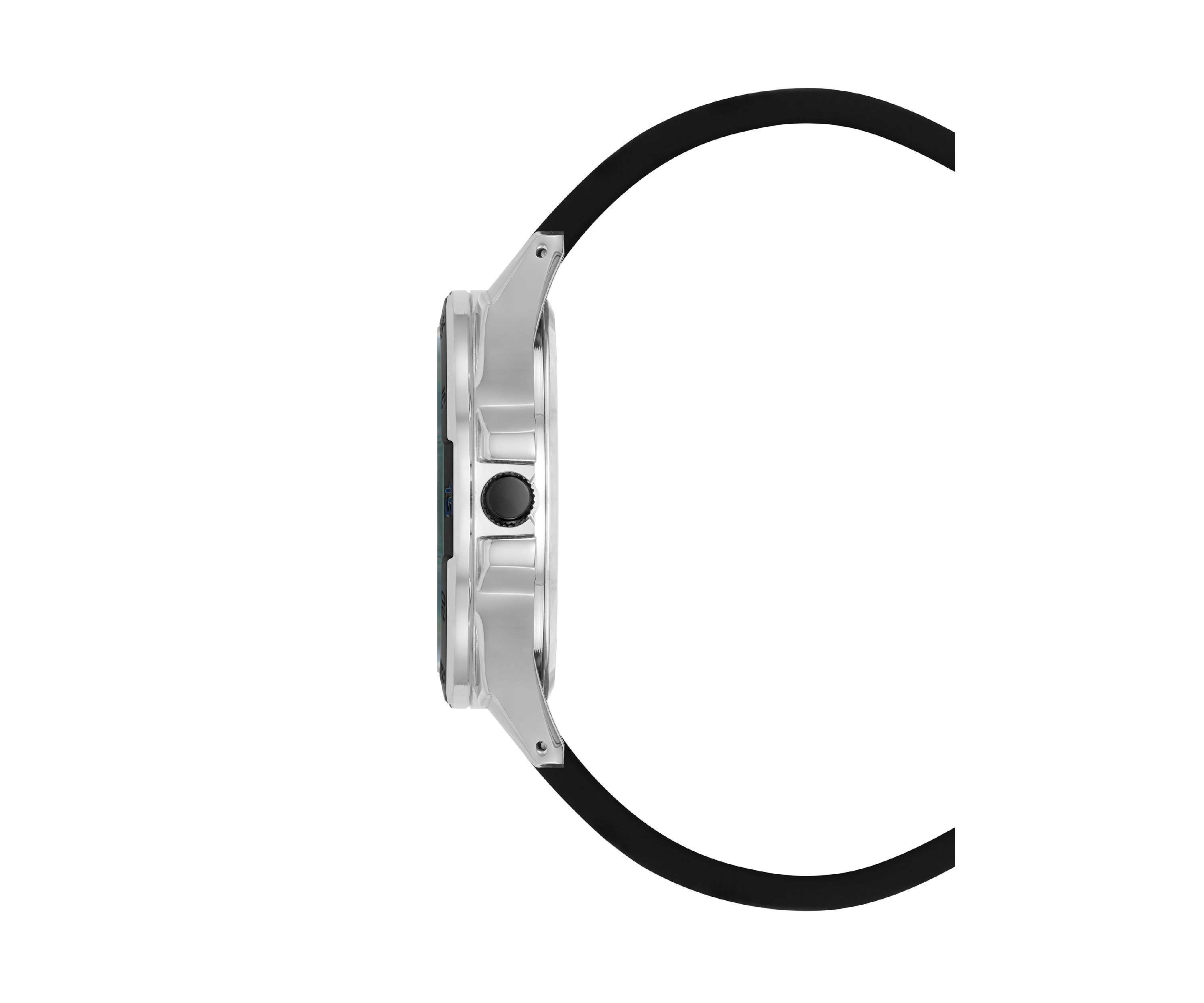  Mens Distinctive Black Silicone Strap with Navy Stripe Detail Watch