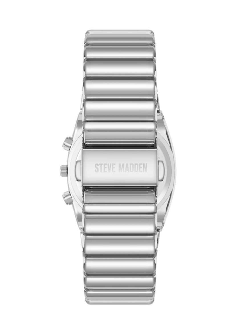 Mens Modern Silver Tone Alloy Metal Watch