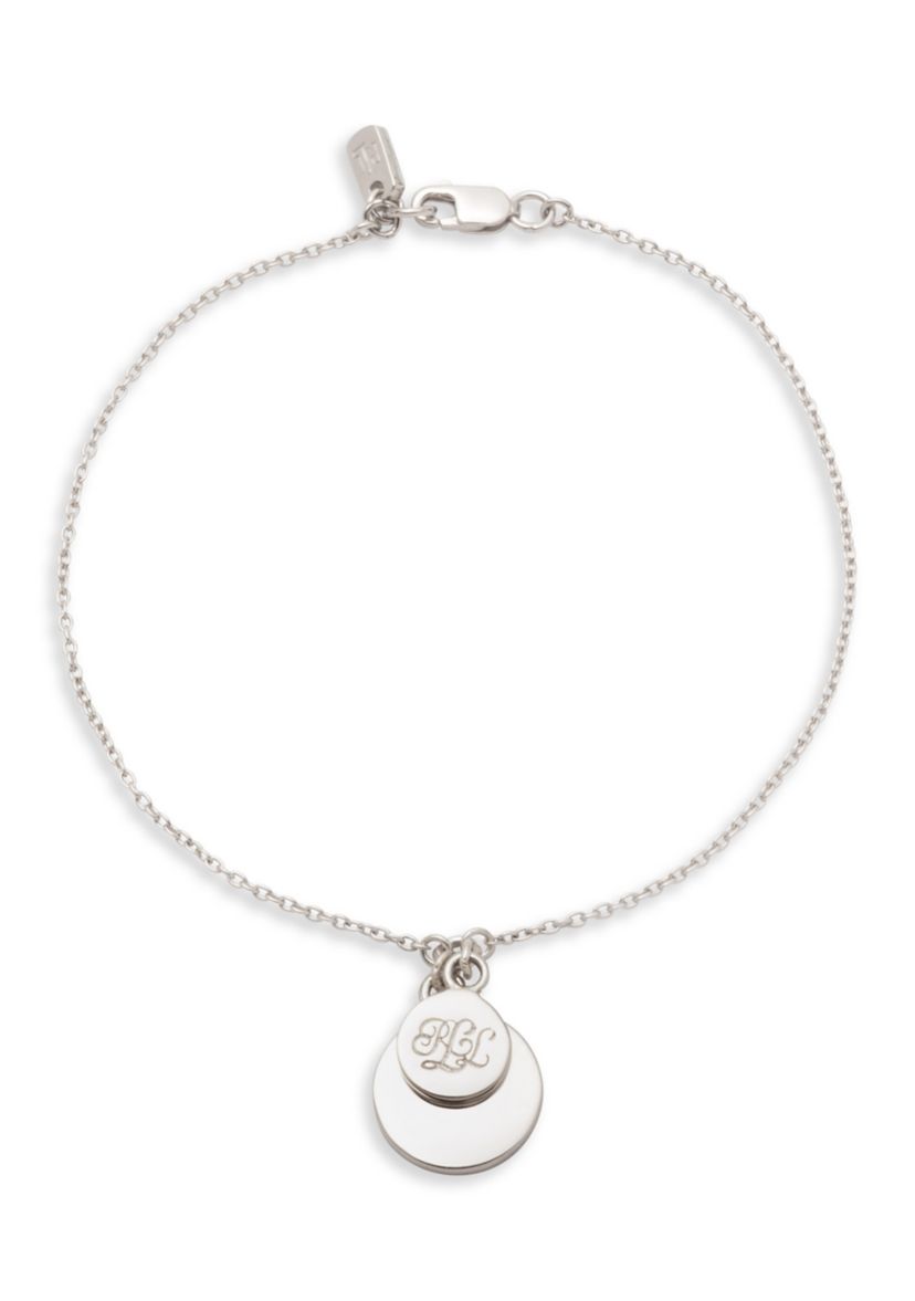 Rhodium Script Coin Flex Bracelet