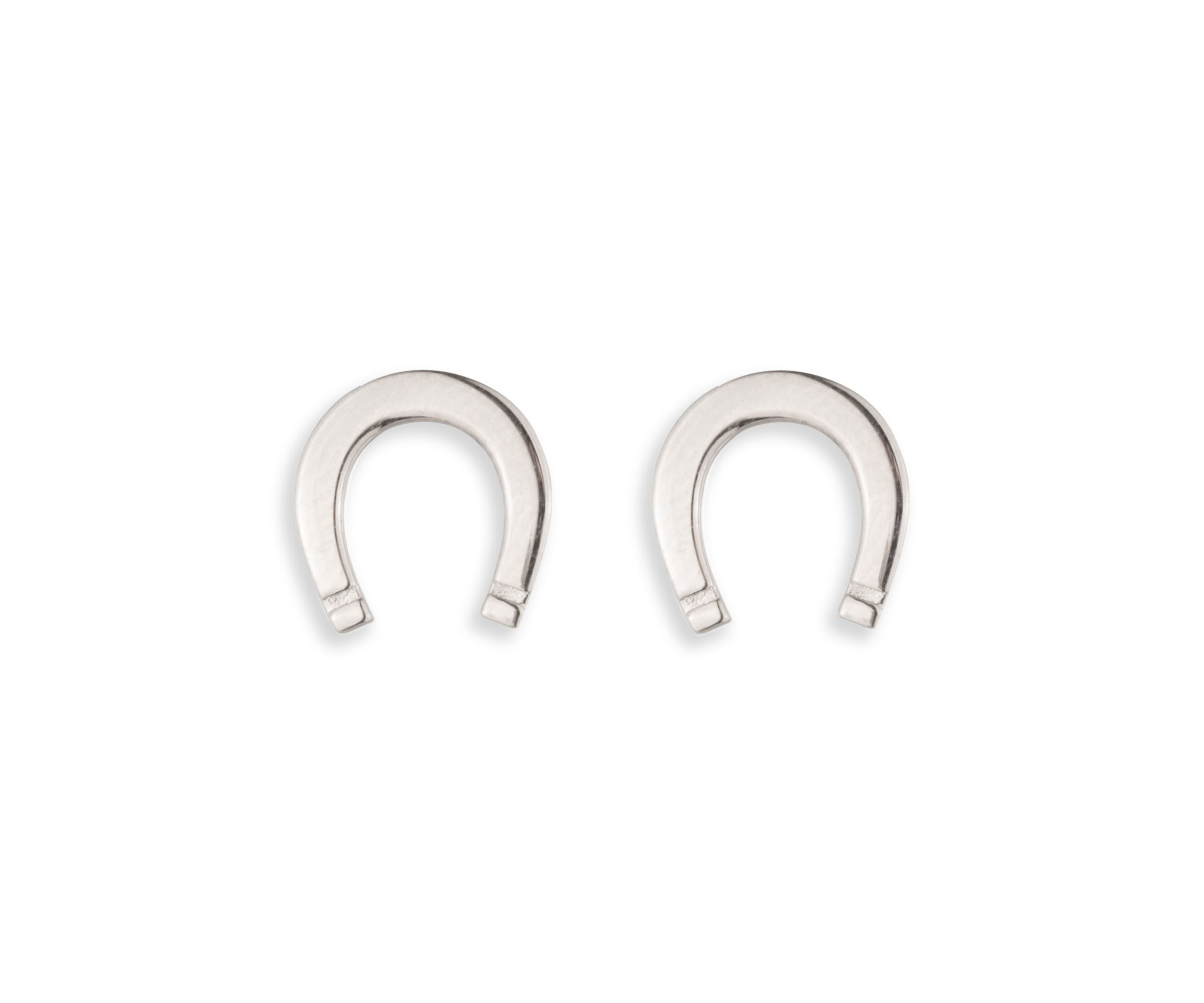 Silver Tone Horseshoe Stud Earrings