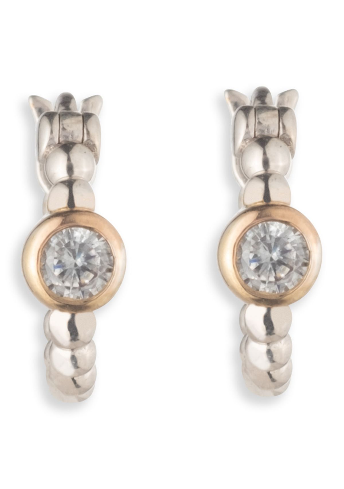 Two Tones Crystal 12 MM CZ Hoop Earrings