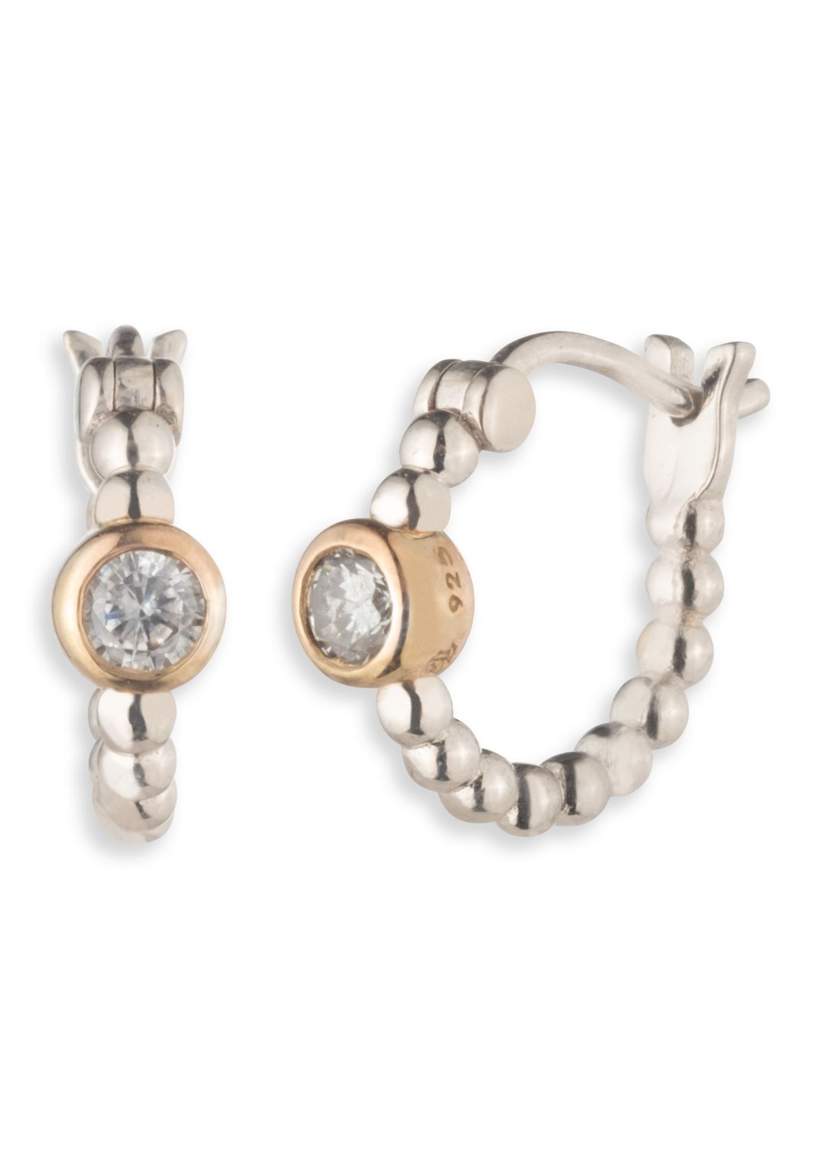 Two Tones Crystal 12 MM CZ Hoop Earrings