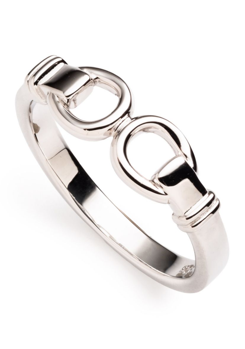  Horsebit Rhodium Ring