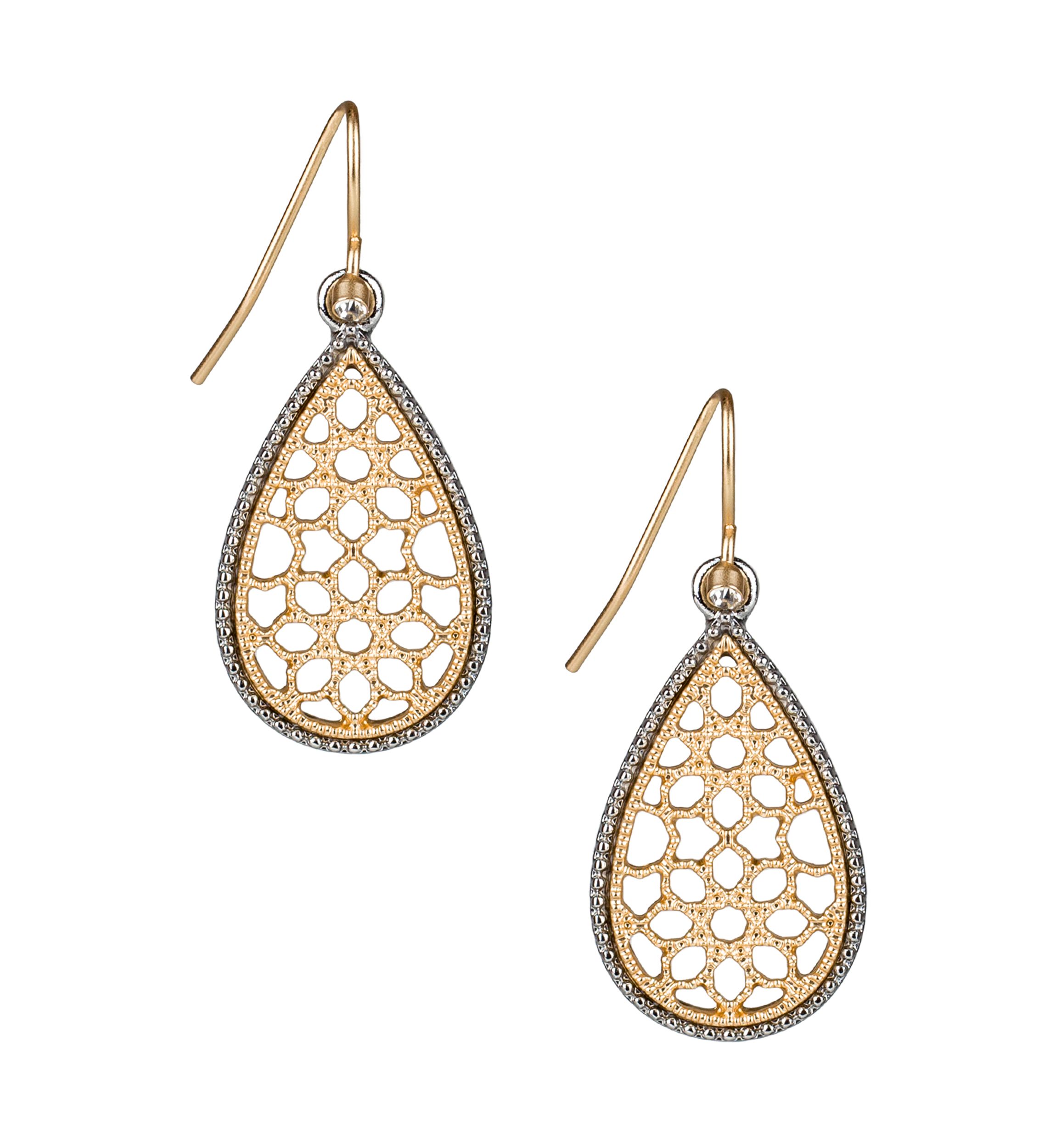 Matte Gold Venetian Lace Drop Earrings