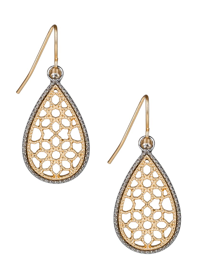 Matte Gold Venetian Lace Drop Earrings