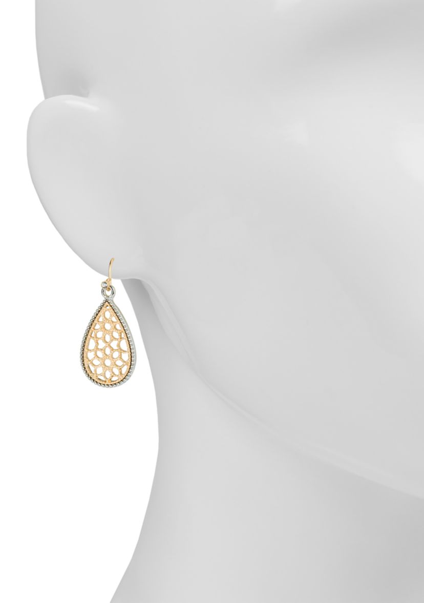 Matte Gold Venetian Lace Drop Earrings