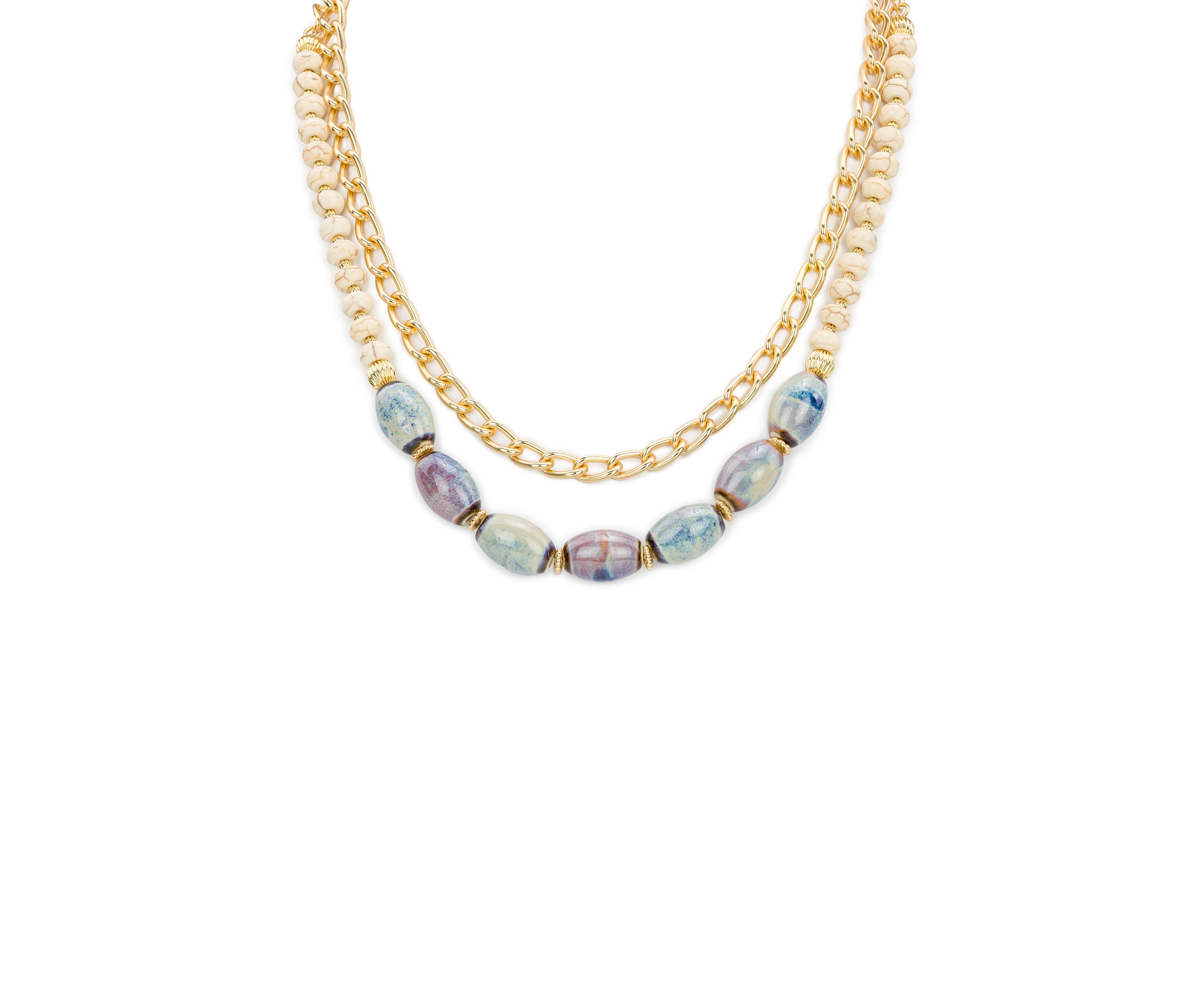 Teal and White Short Necklace