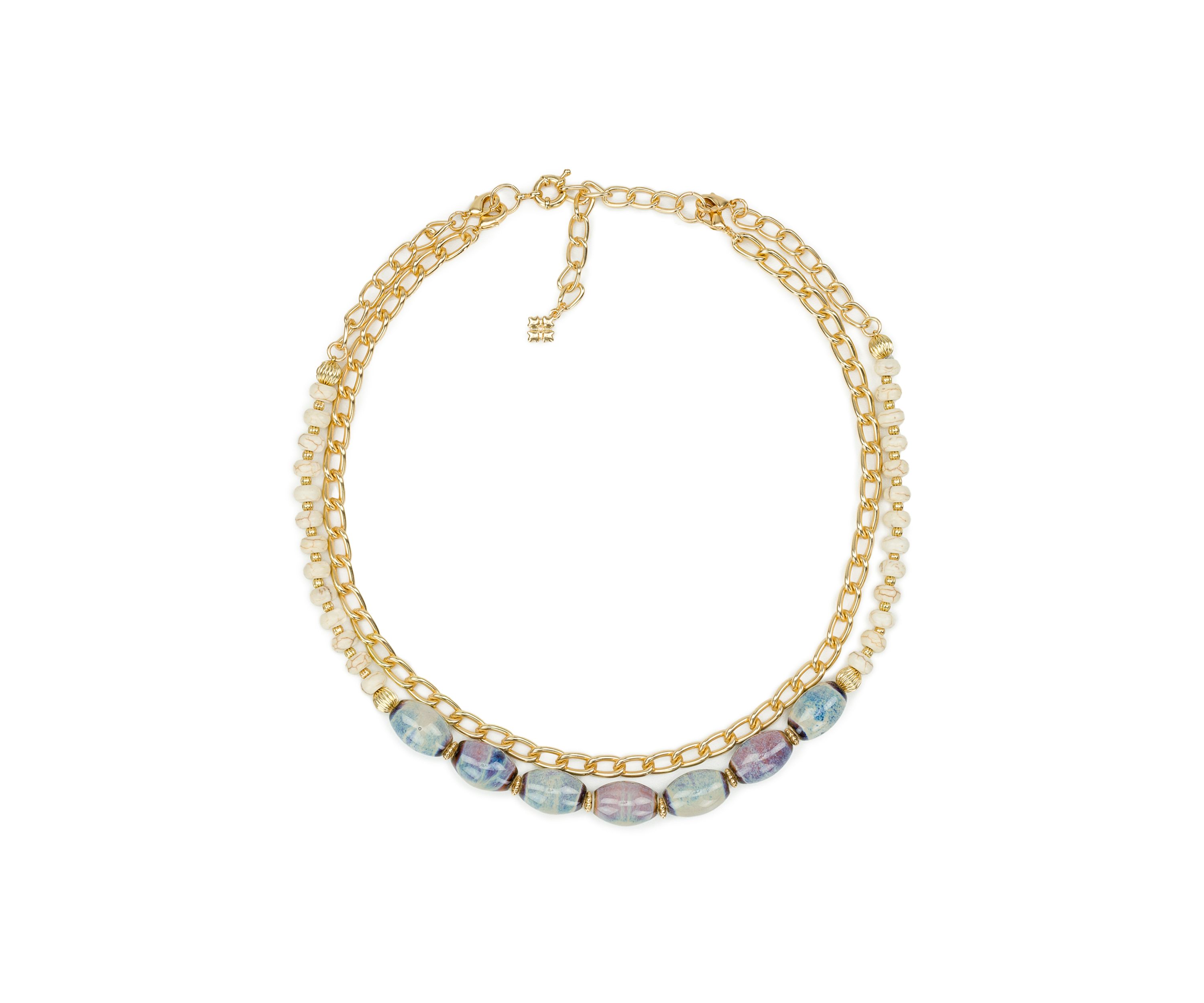 Teal and White Short Necklace