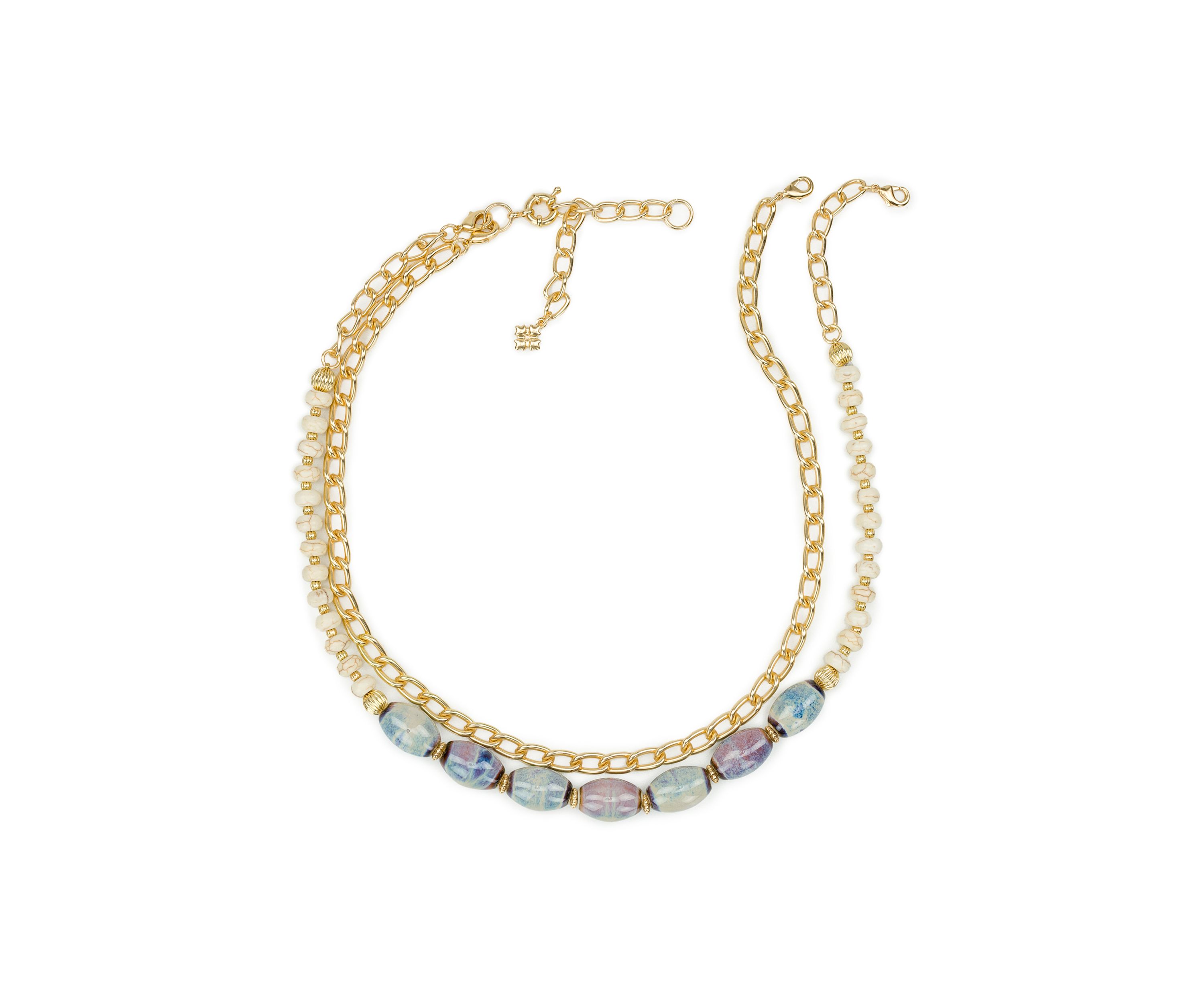 Teal and White Short Necklace