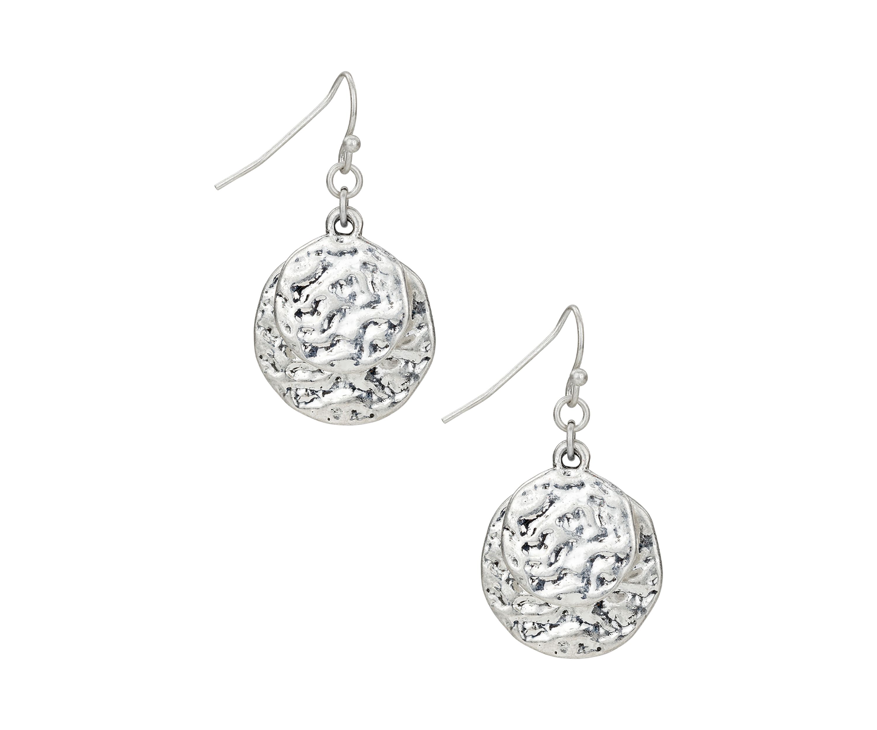 Round Double Drop Earrings