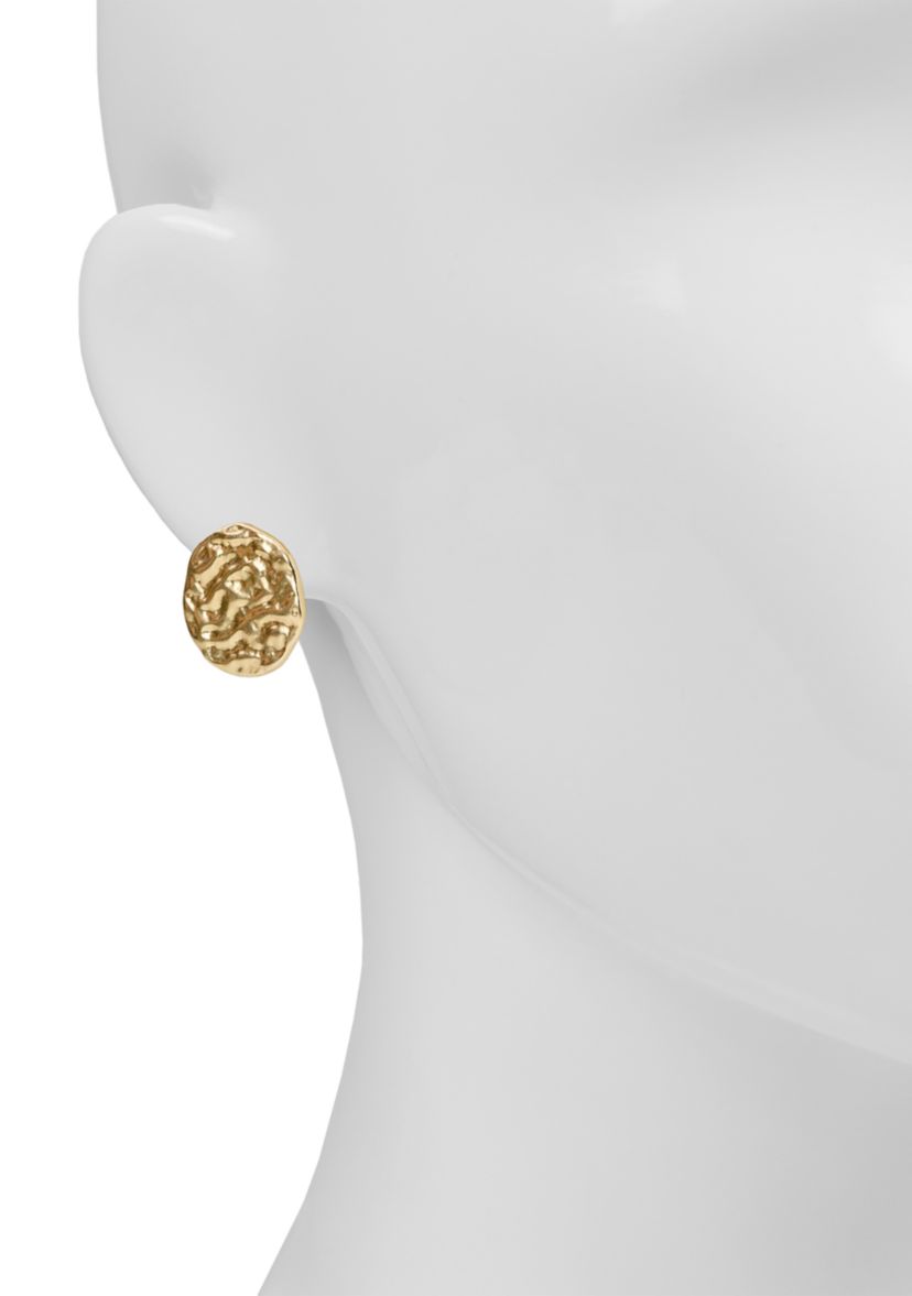 Round Button Stud Earrings
