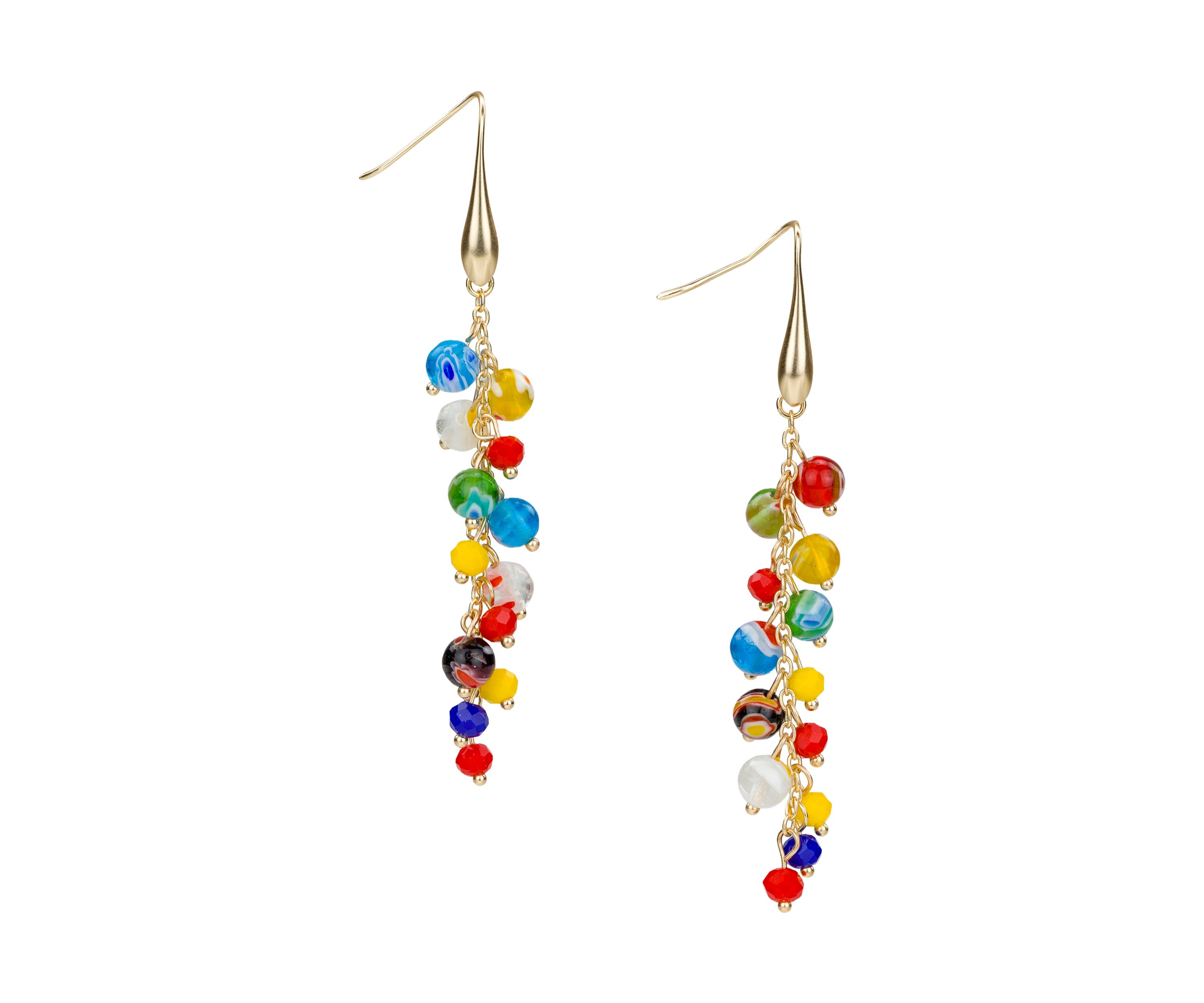 Matte Gold Multi Bead Drop Earrings