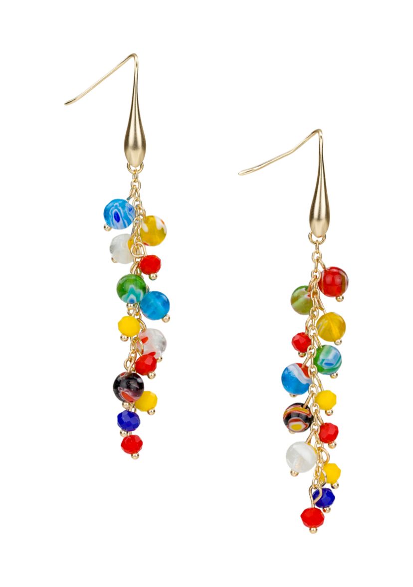 Matte Gold Multi Bead Drop Earrings