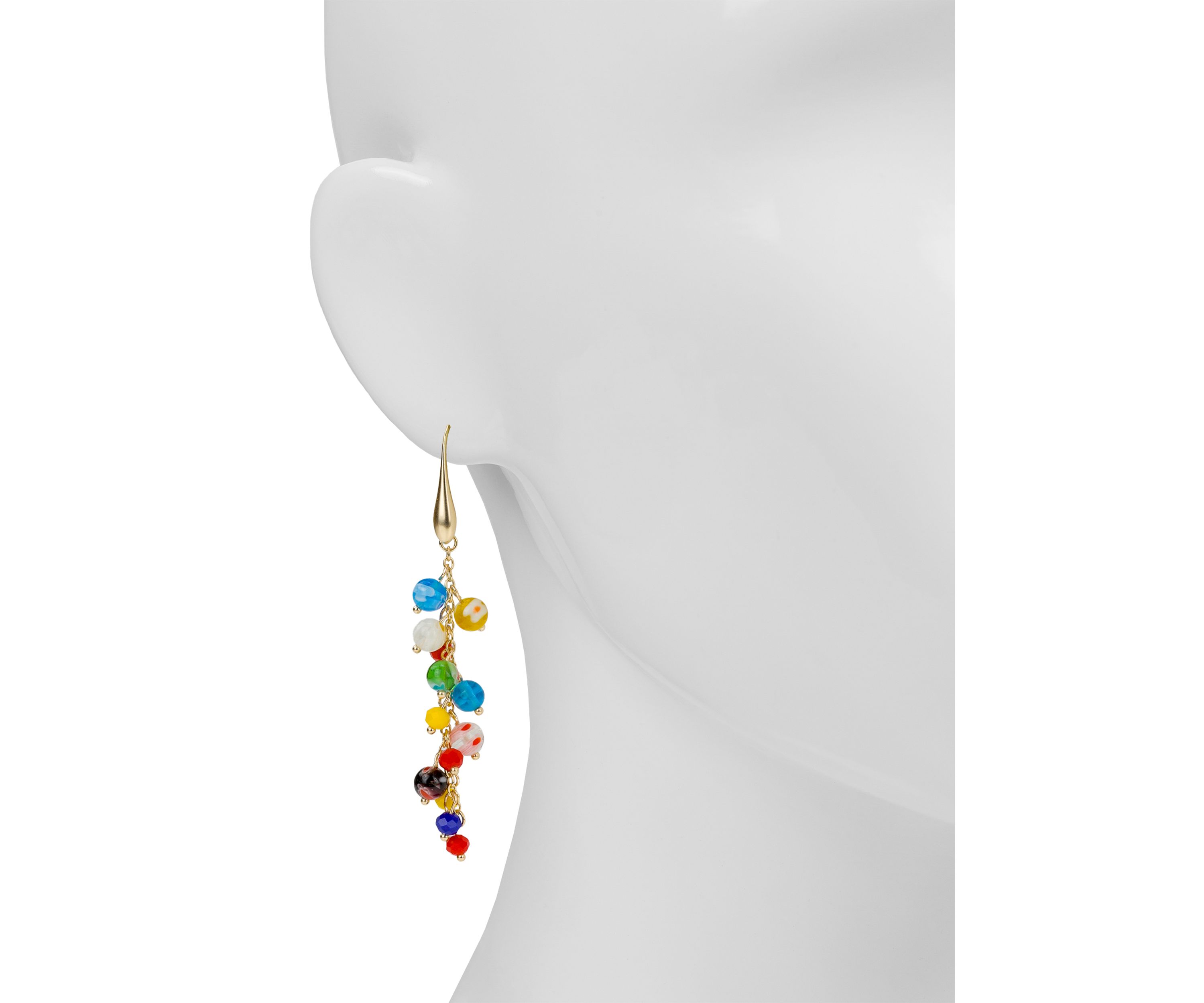 Matte Gold Multi Bead Drop Earrings