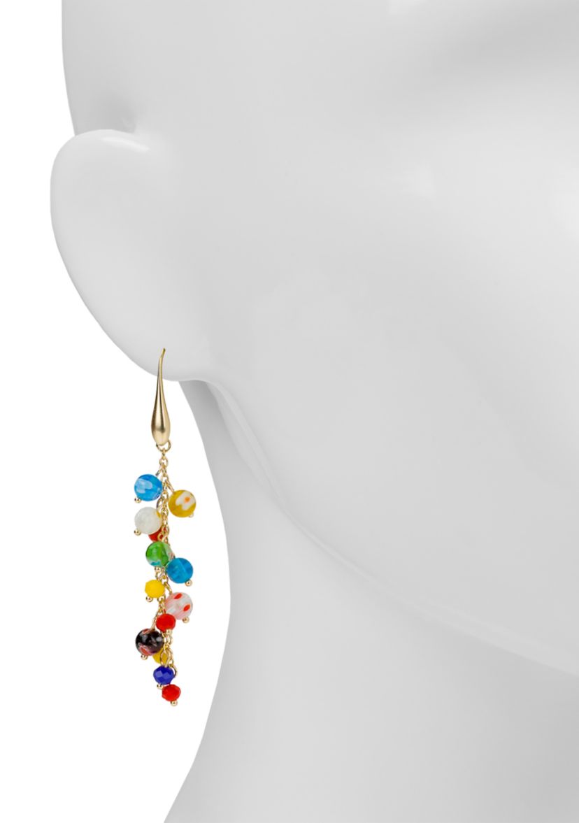 Matte Gold Multi Bead Drop Earrings