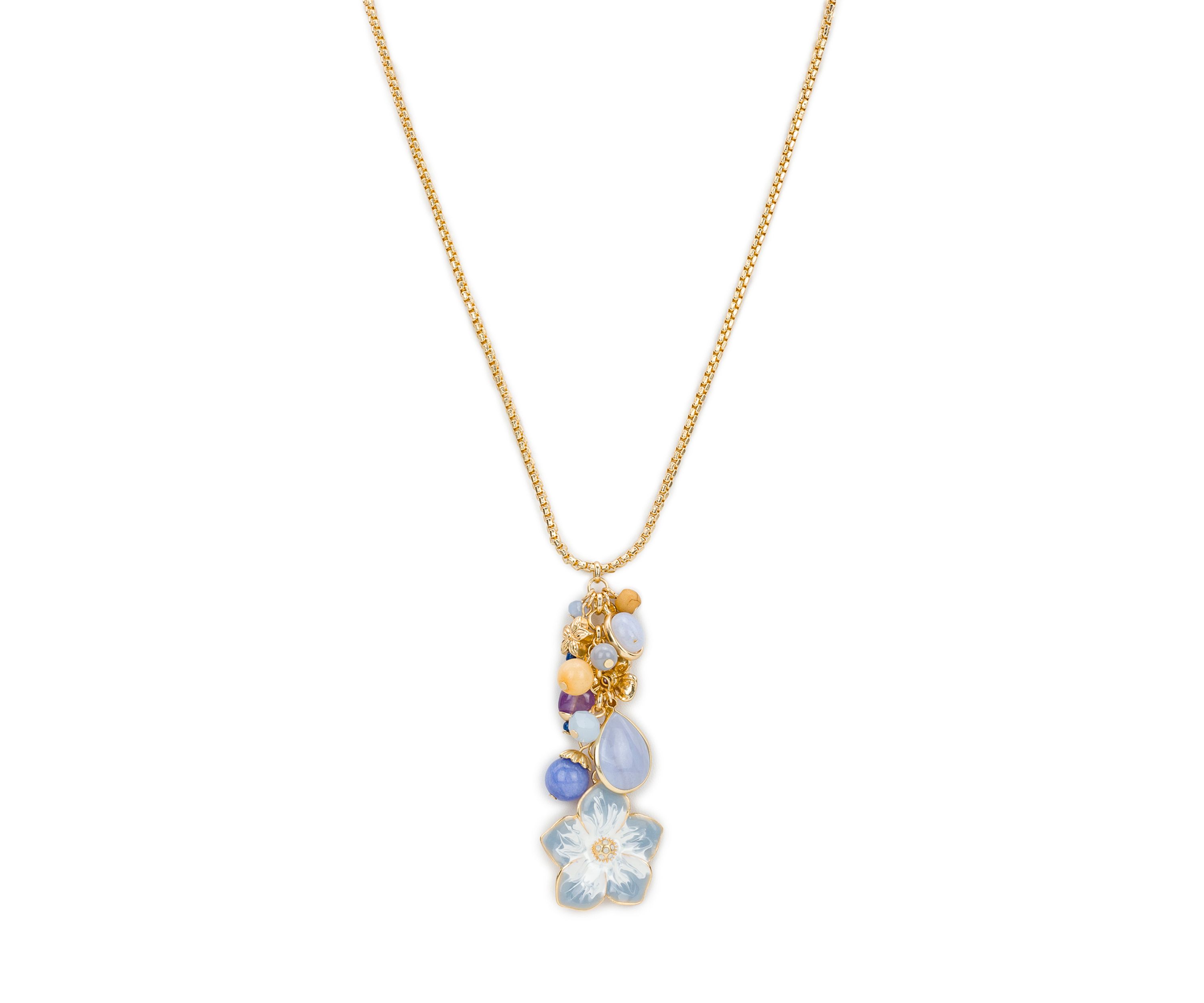 Enamel Flower Multi Charm Necklace