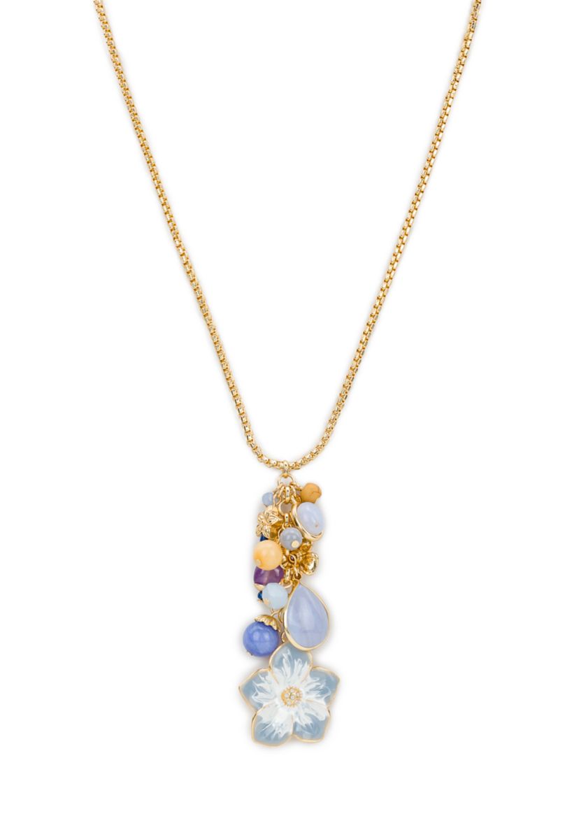 Enamel Flower Multi Charm Necklace