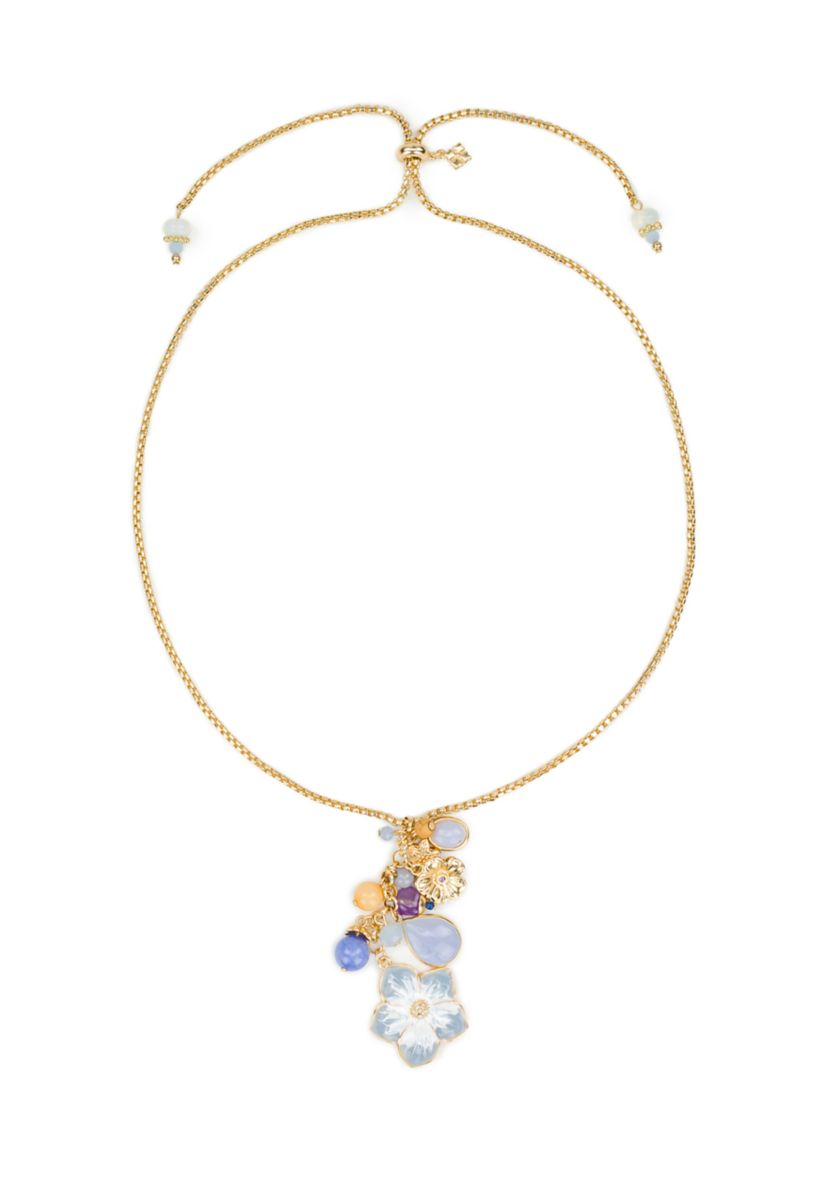 Enamel Flower Multi Charm Necklace