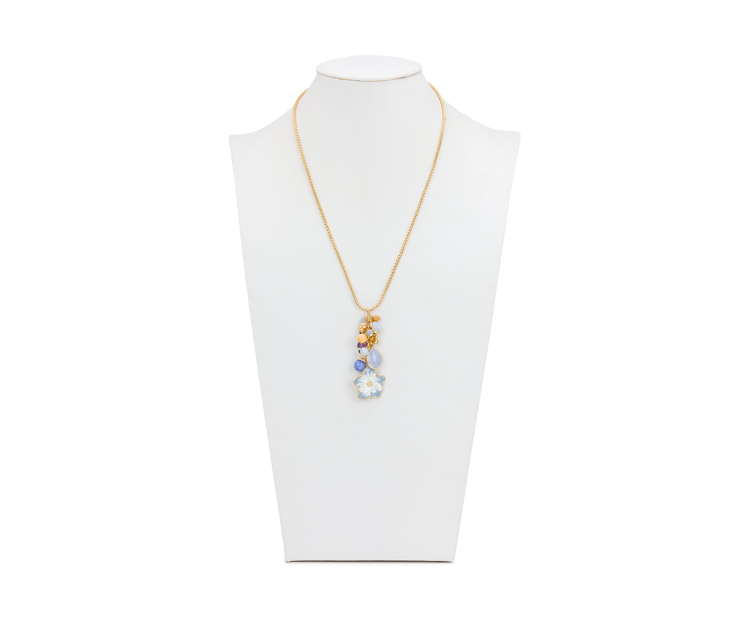 Enamel Flower Multi Charm Necklace
