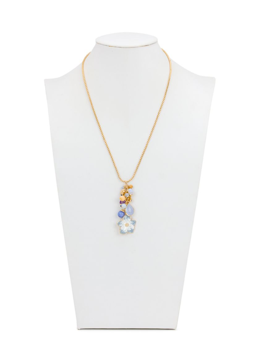 Enamel Flower Multi Charm Necklace