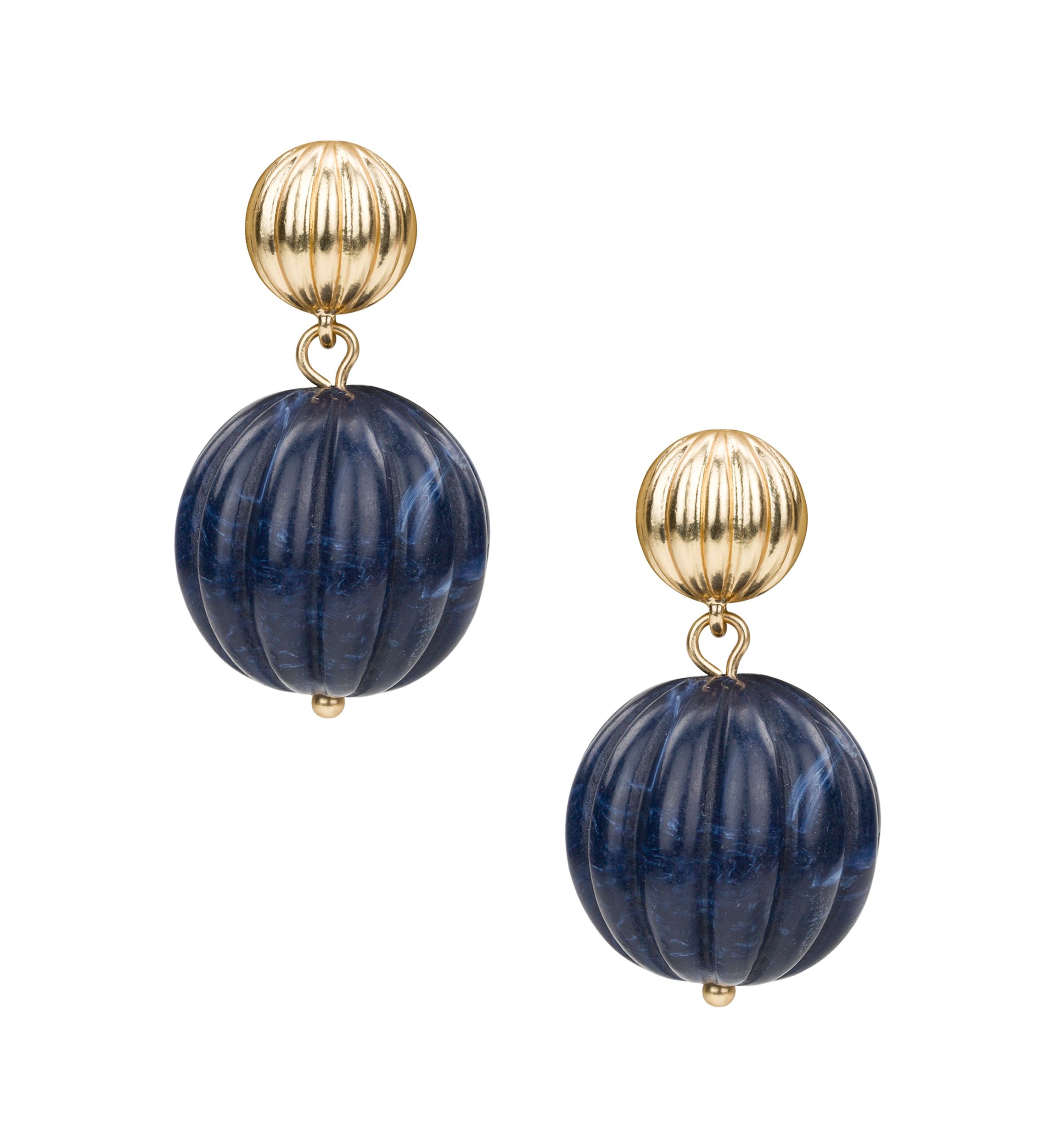 Blue Bead Drop Post Earrings