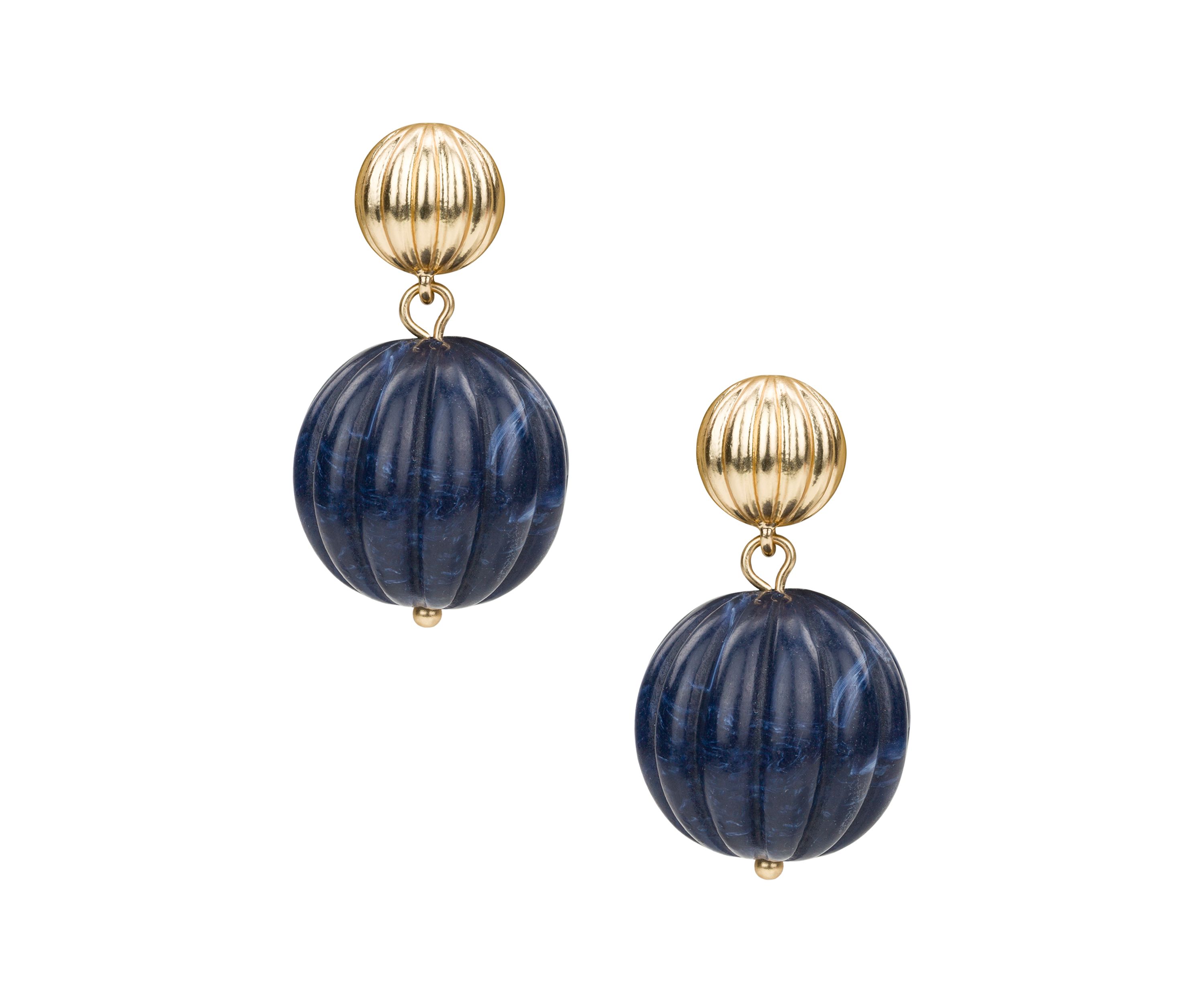 Blue Bead Drop Post Earrings