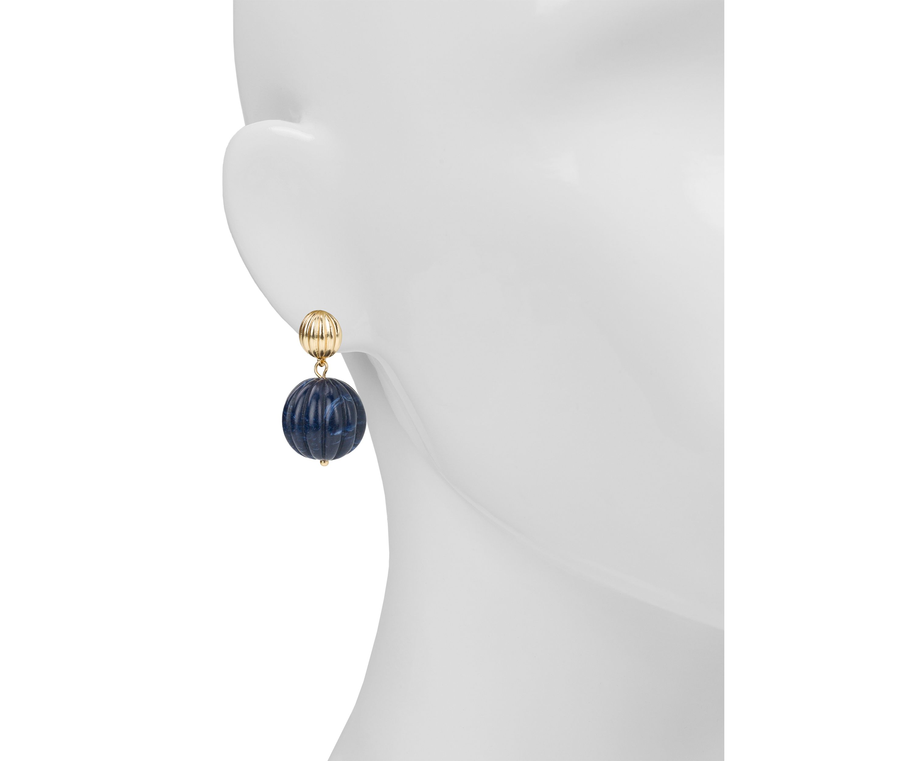 Blue Bead Drop Post Earrings