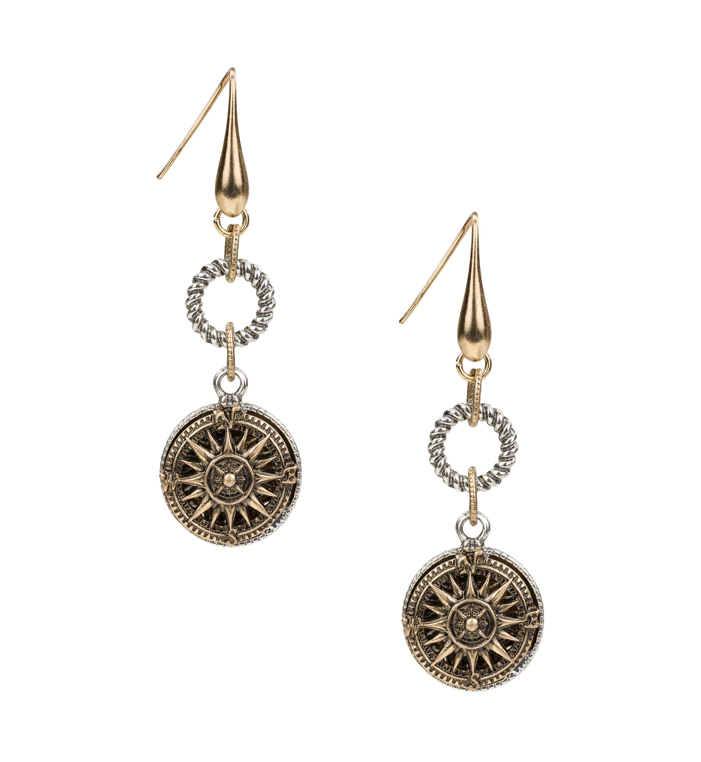 Rope Ring Compass Earrings