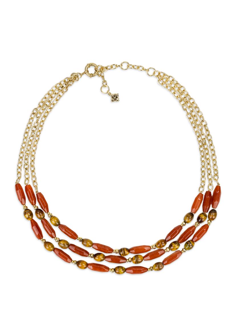 Multi Strand Red Beaded Necklace