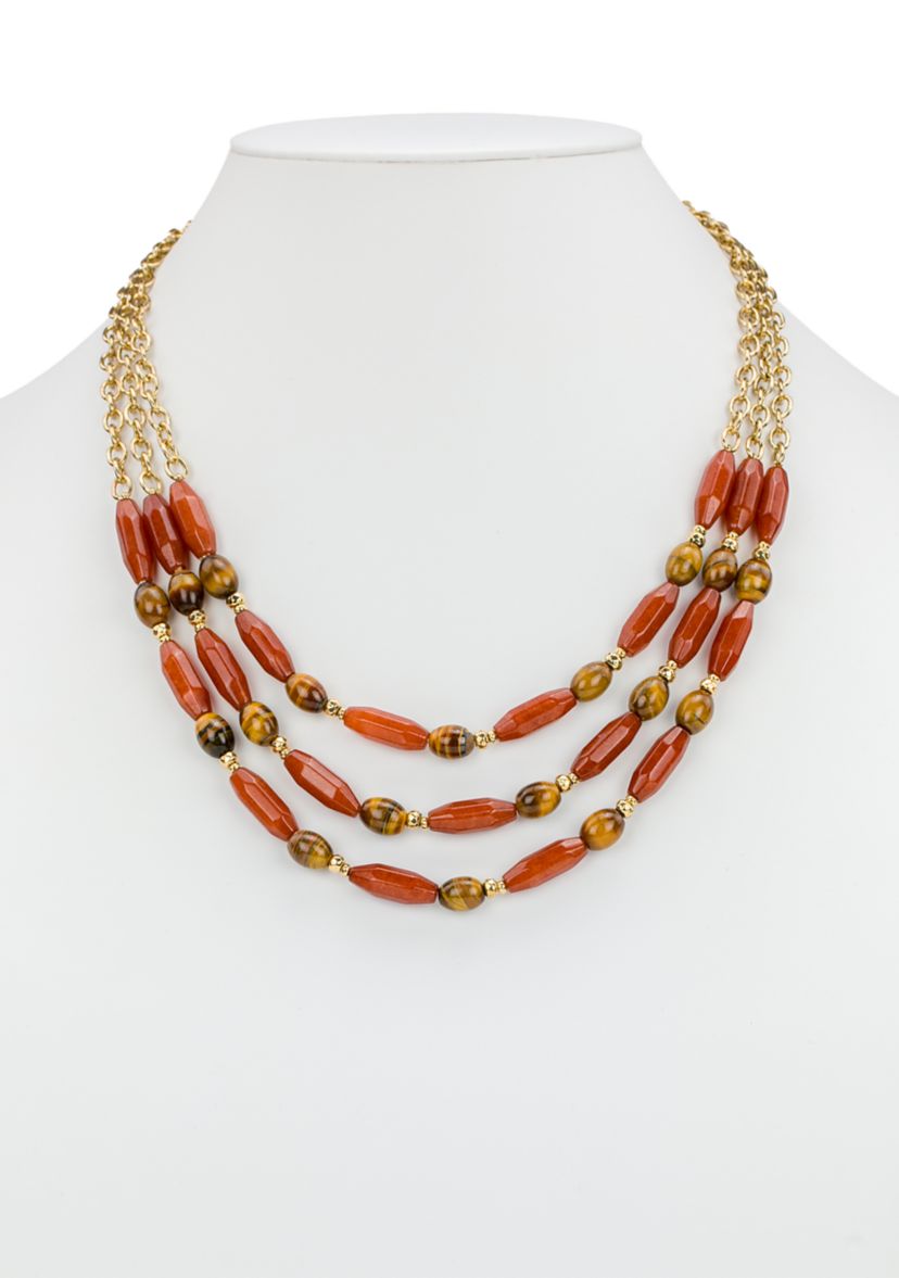 Multi Strand Red Beaded Necklace