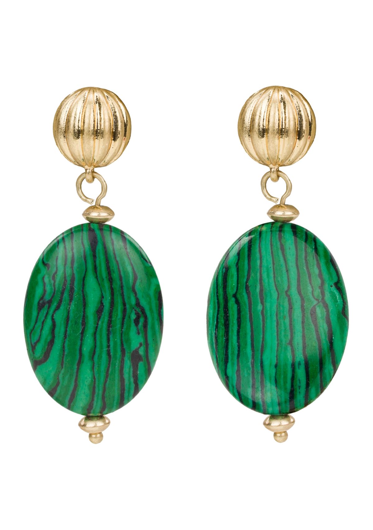 Green Oval Drop Earrings