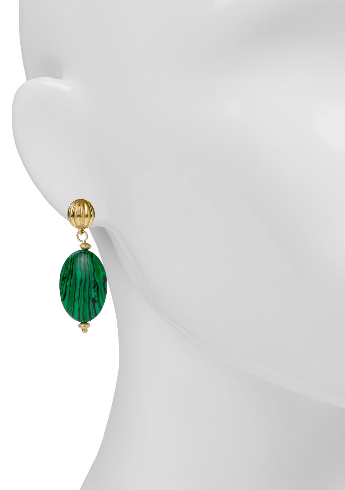 Green Oval Drop Earrings