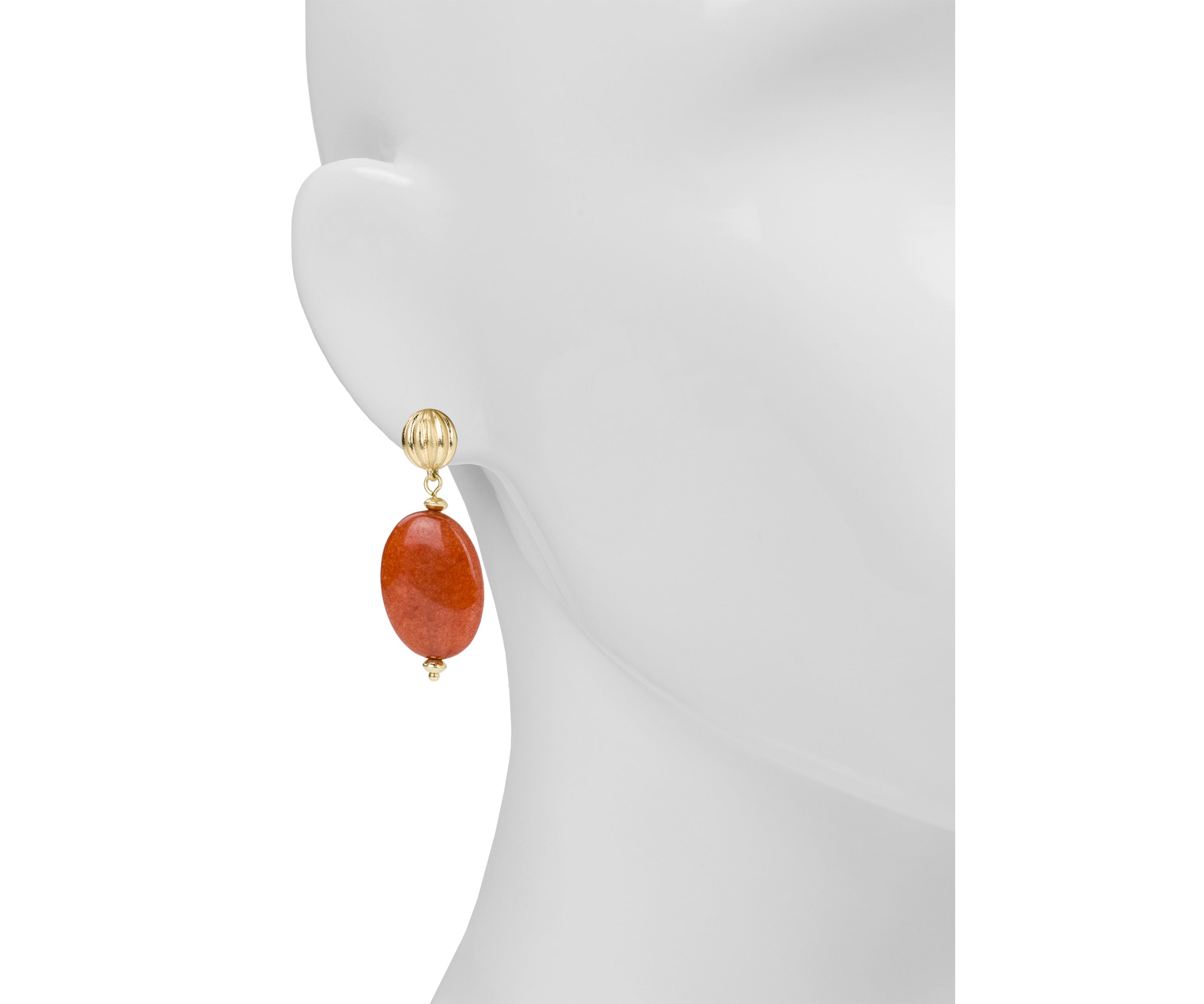 Orange Oval Gold Tone Drop Earrings