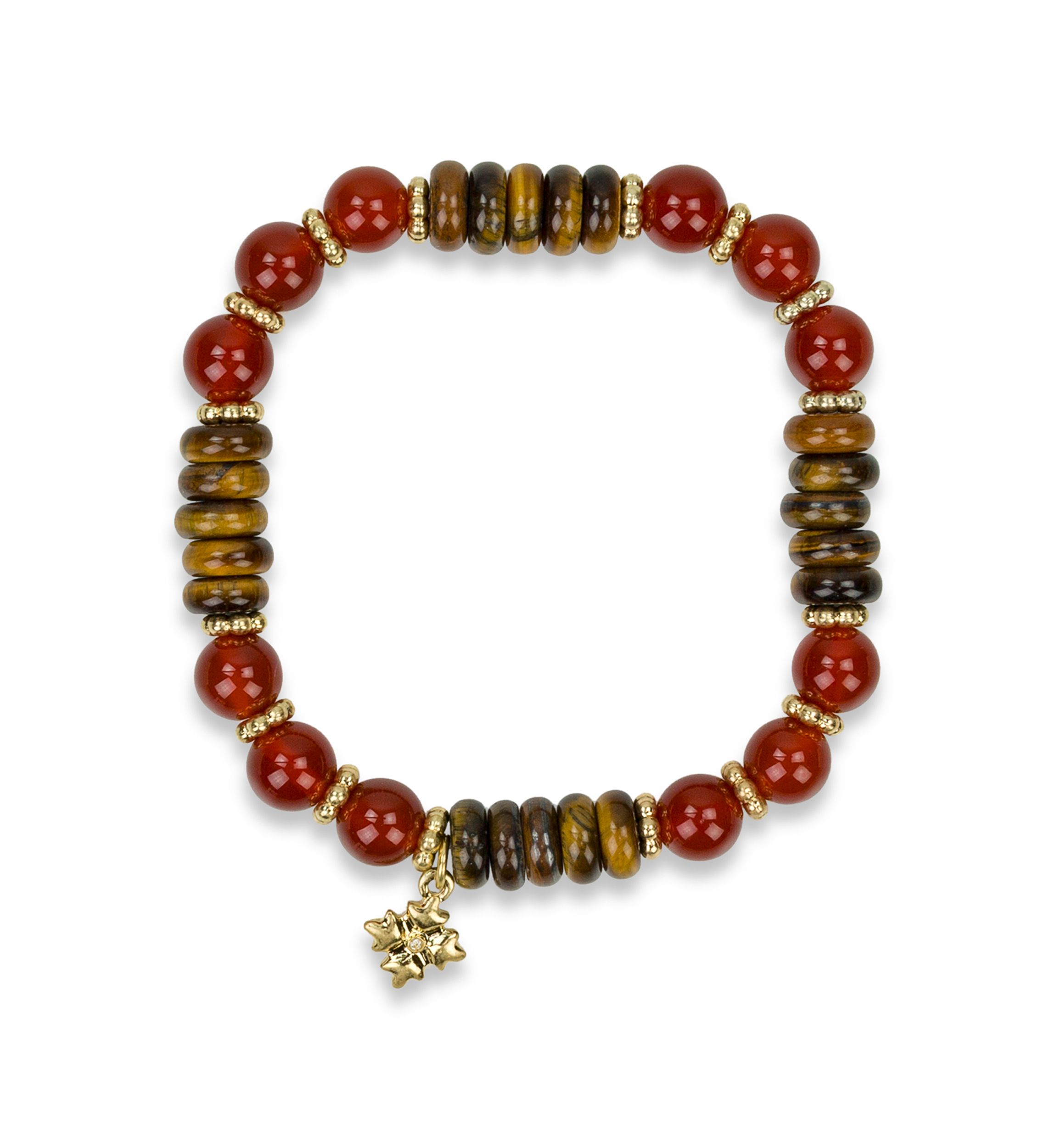 Multi Beaded Stretch Gold Tone Bracelet