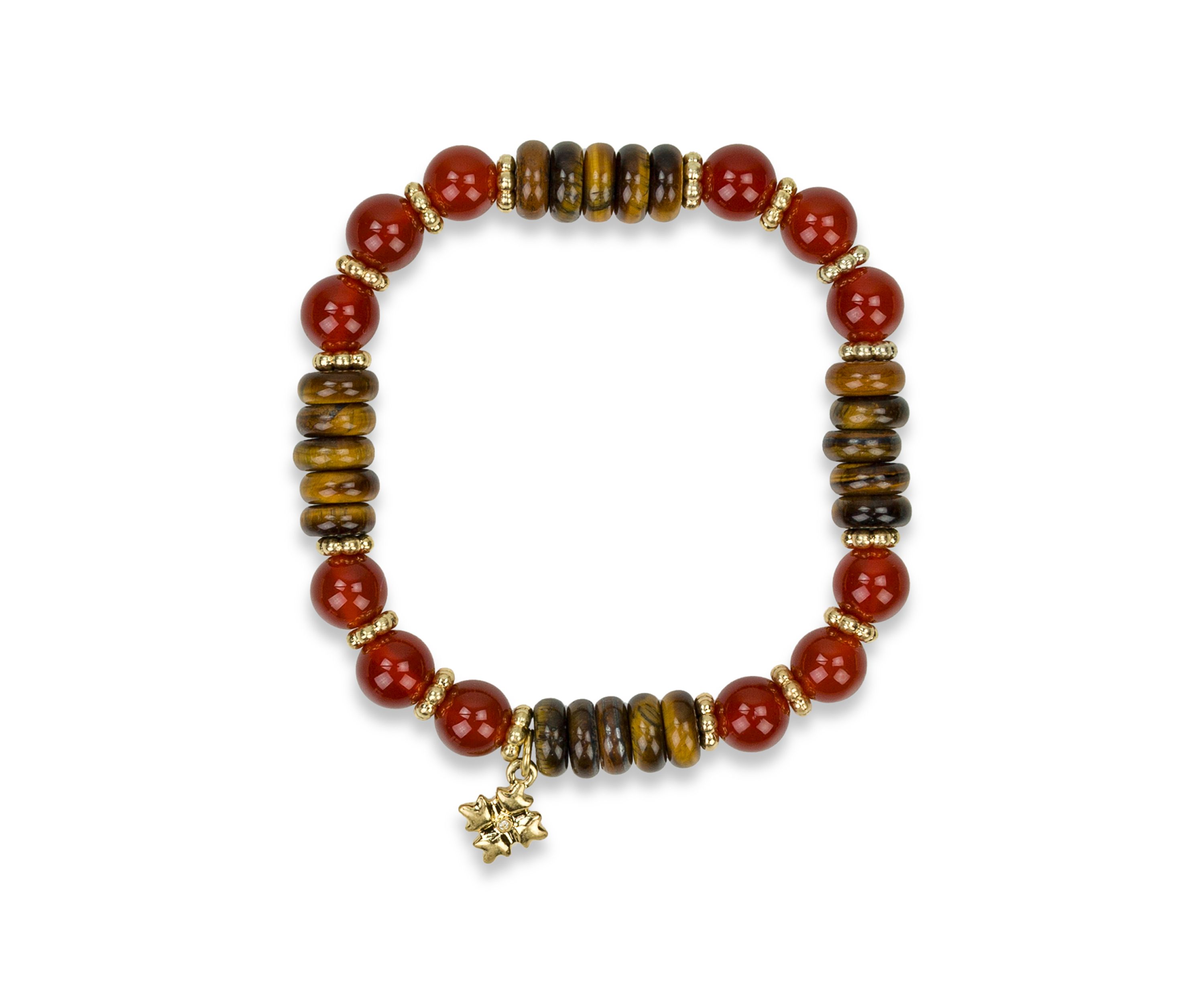 Multi Beaded Stretch Gold Tone Bracelet