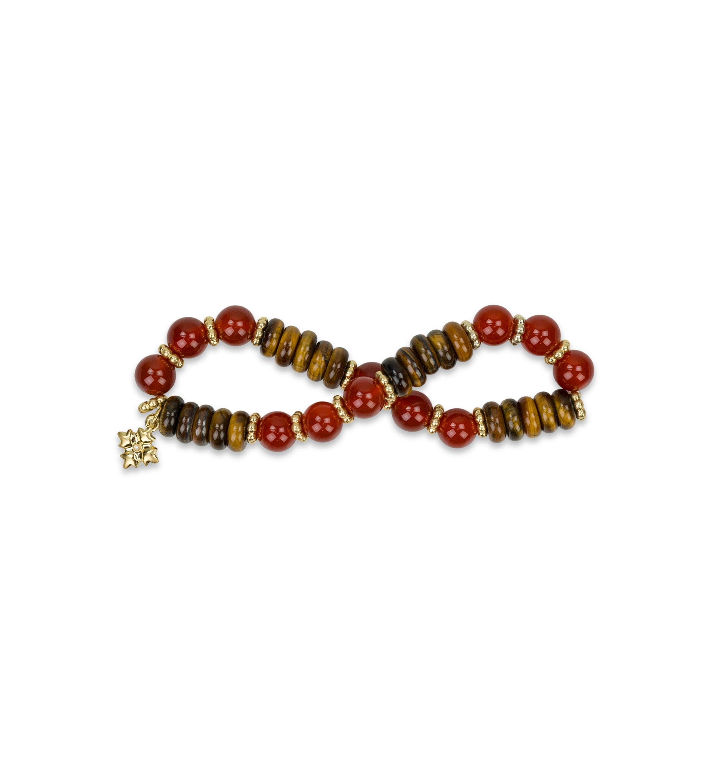 Multi Beaded Stretch Gold Tone Bracelet