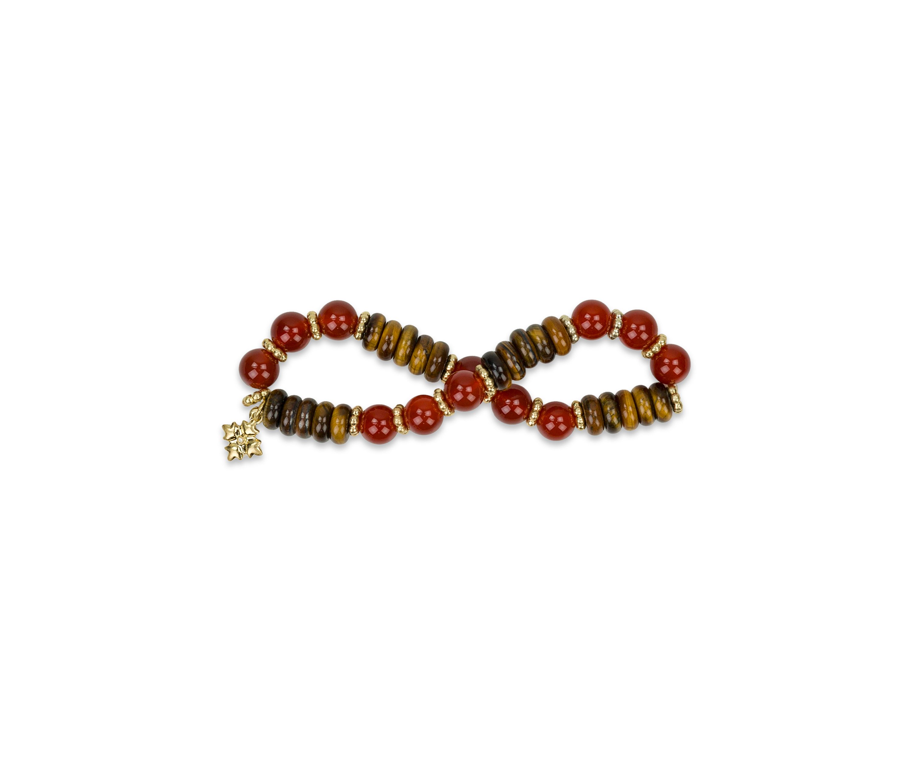 Multi Beaded Stretch Gold Tone Bracelet