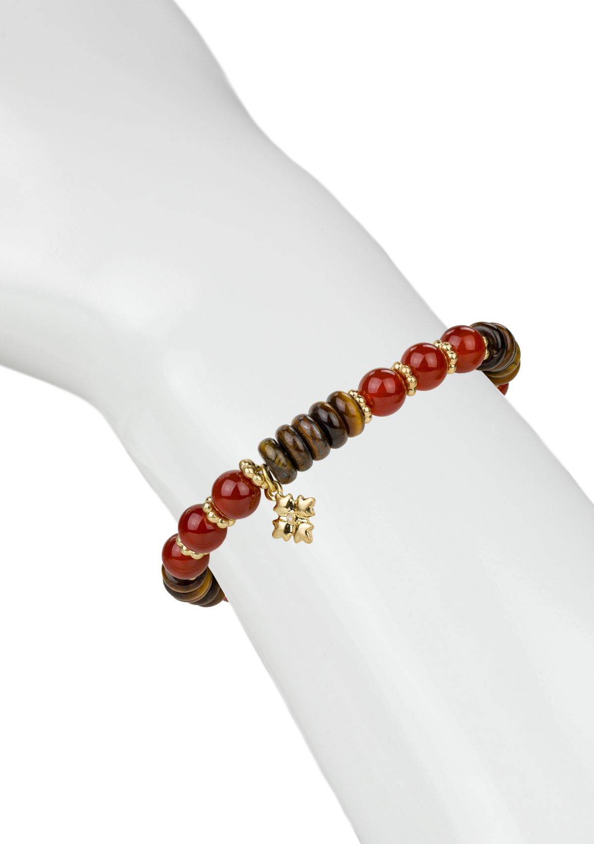 Multi Beaded Stretch Gold Tone Bracelet