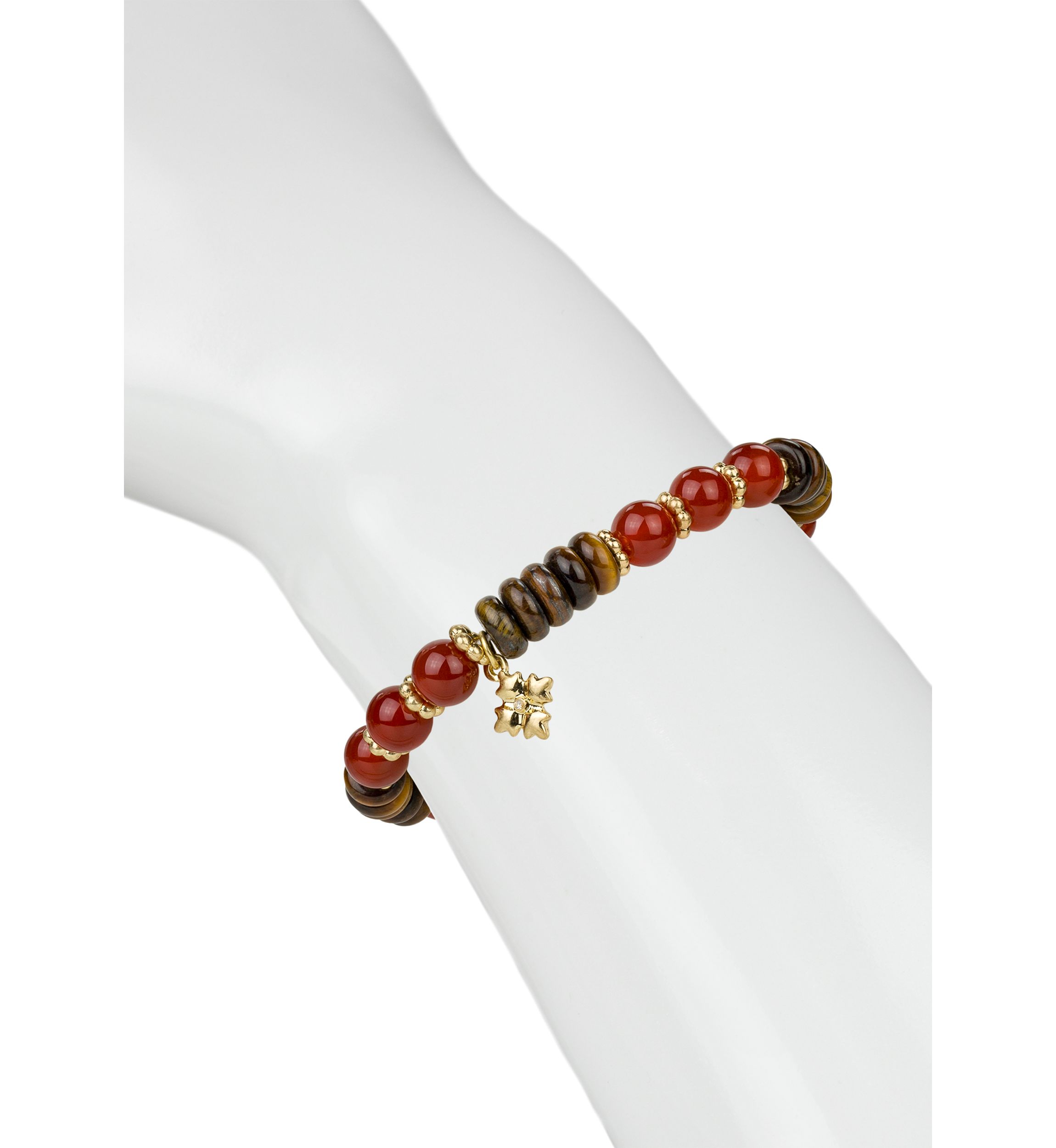 Multi Beaded Stretch Gold Tone Bracelet