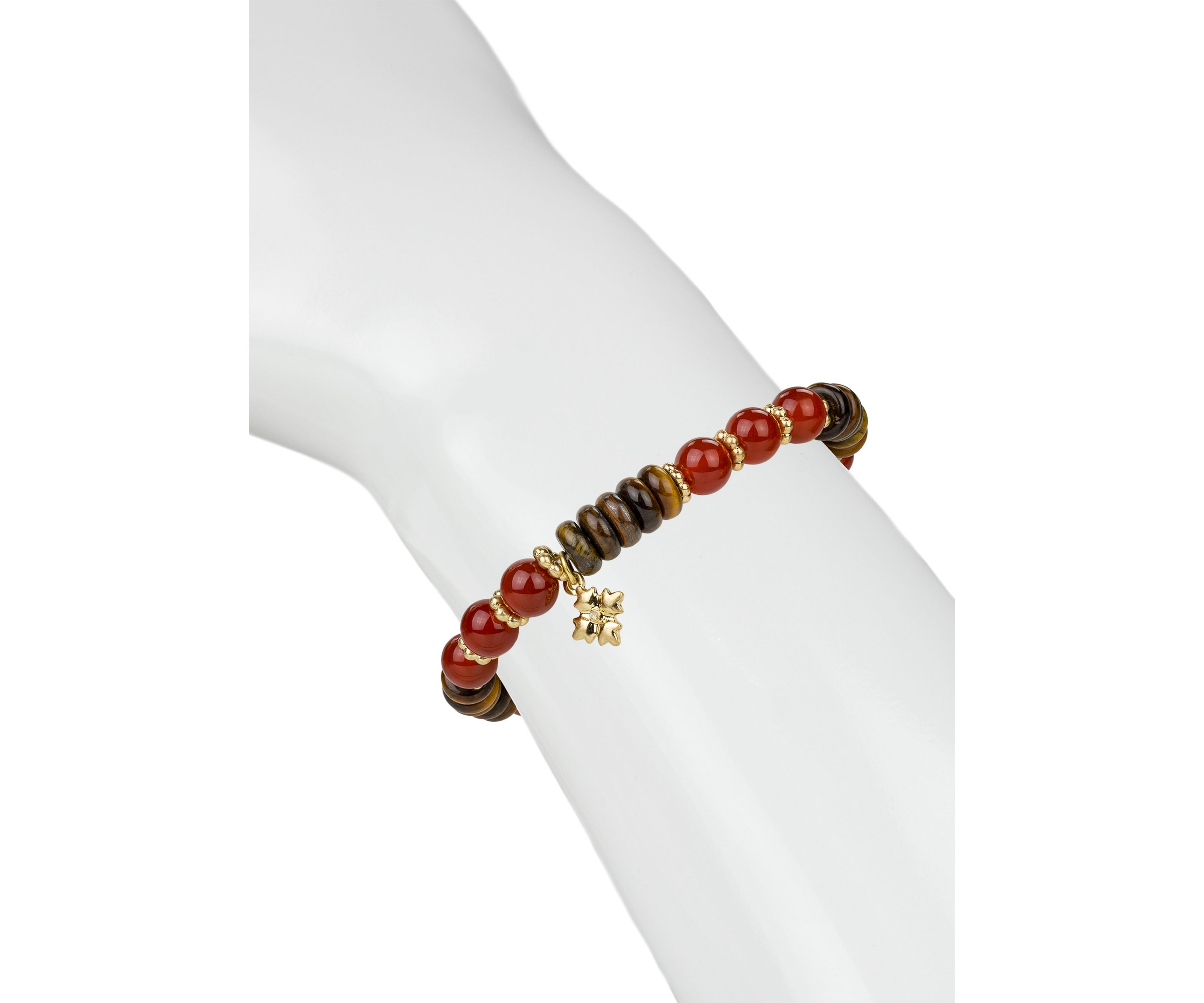 Multi Beaded Stretch Gold Tone Bracelet
