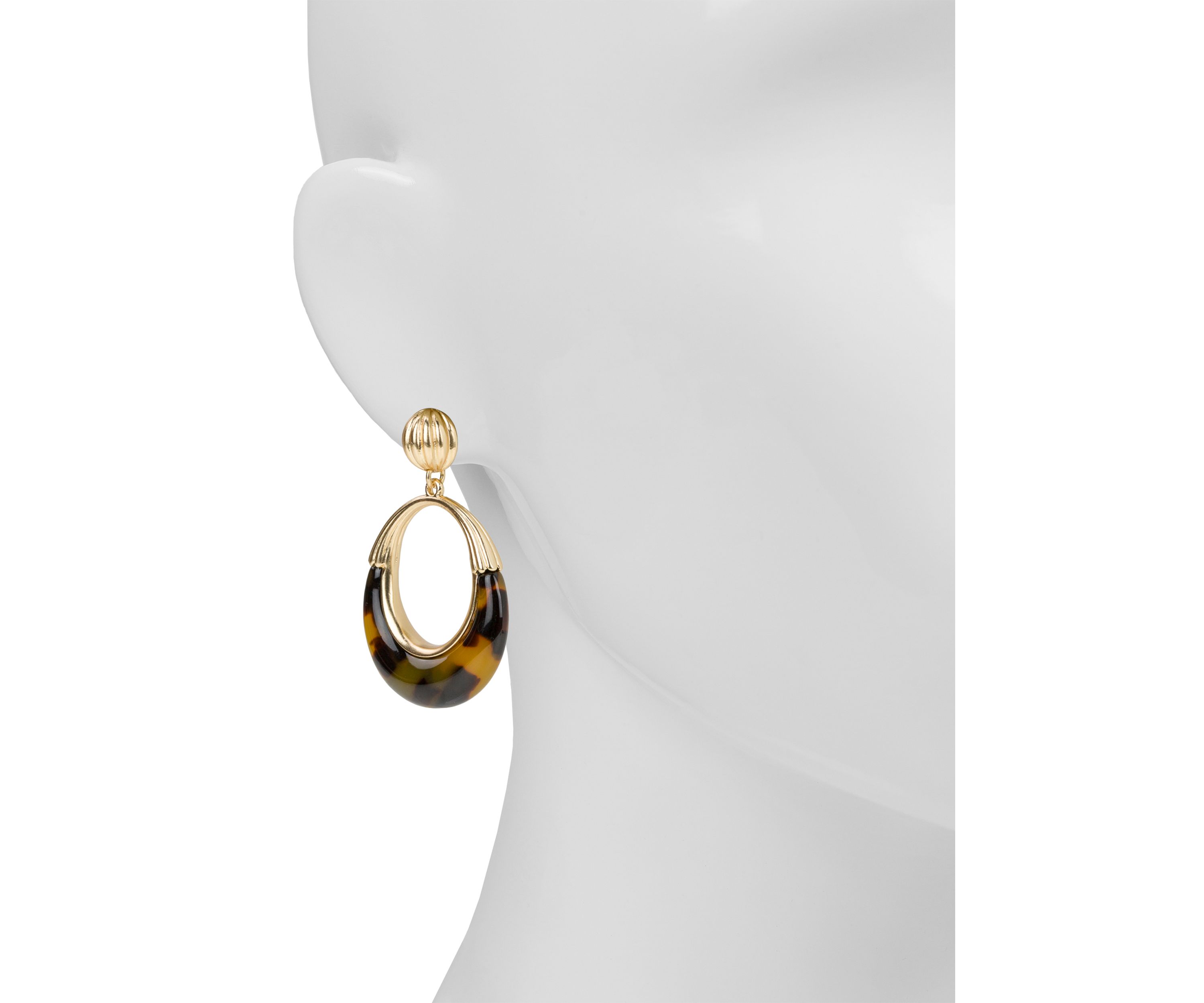 Jet Gold Tone Doorknocker Earrings