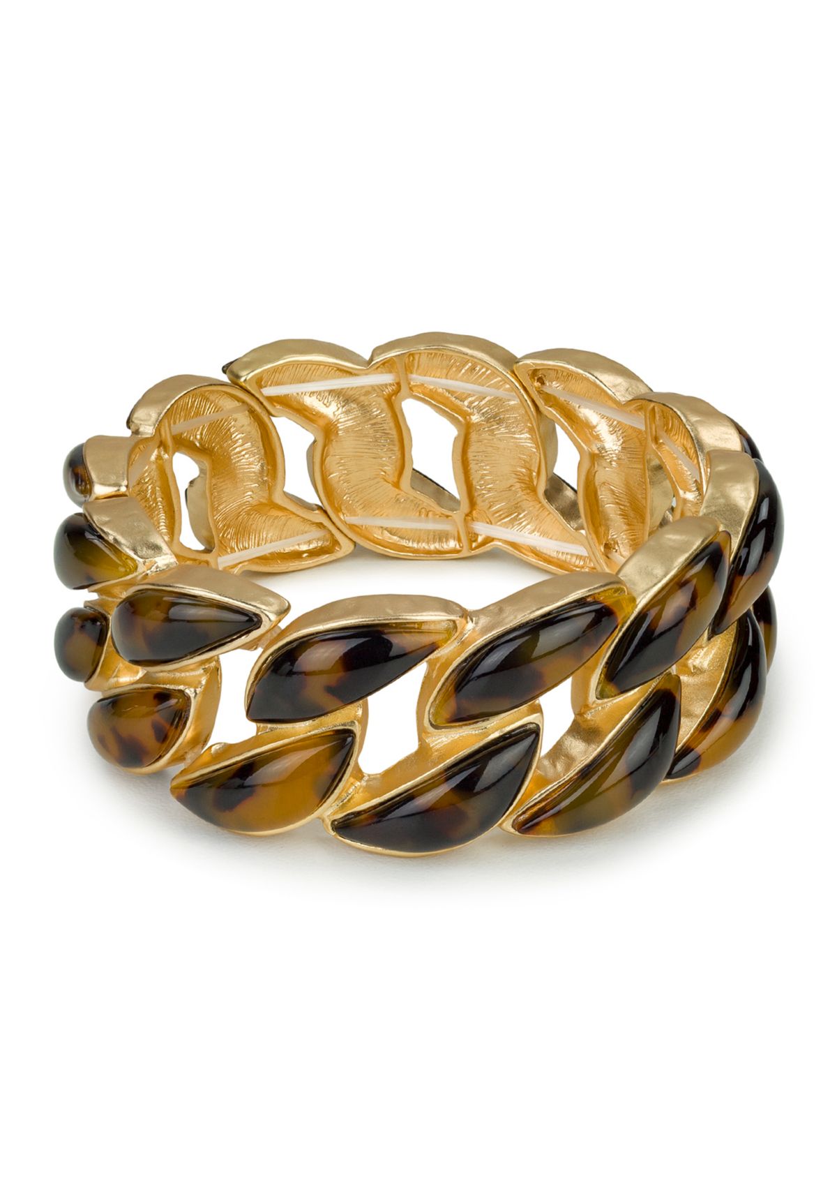 Gold Tone Stretch Link Bracelet