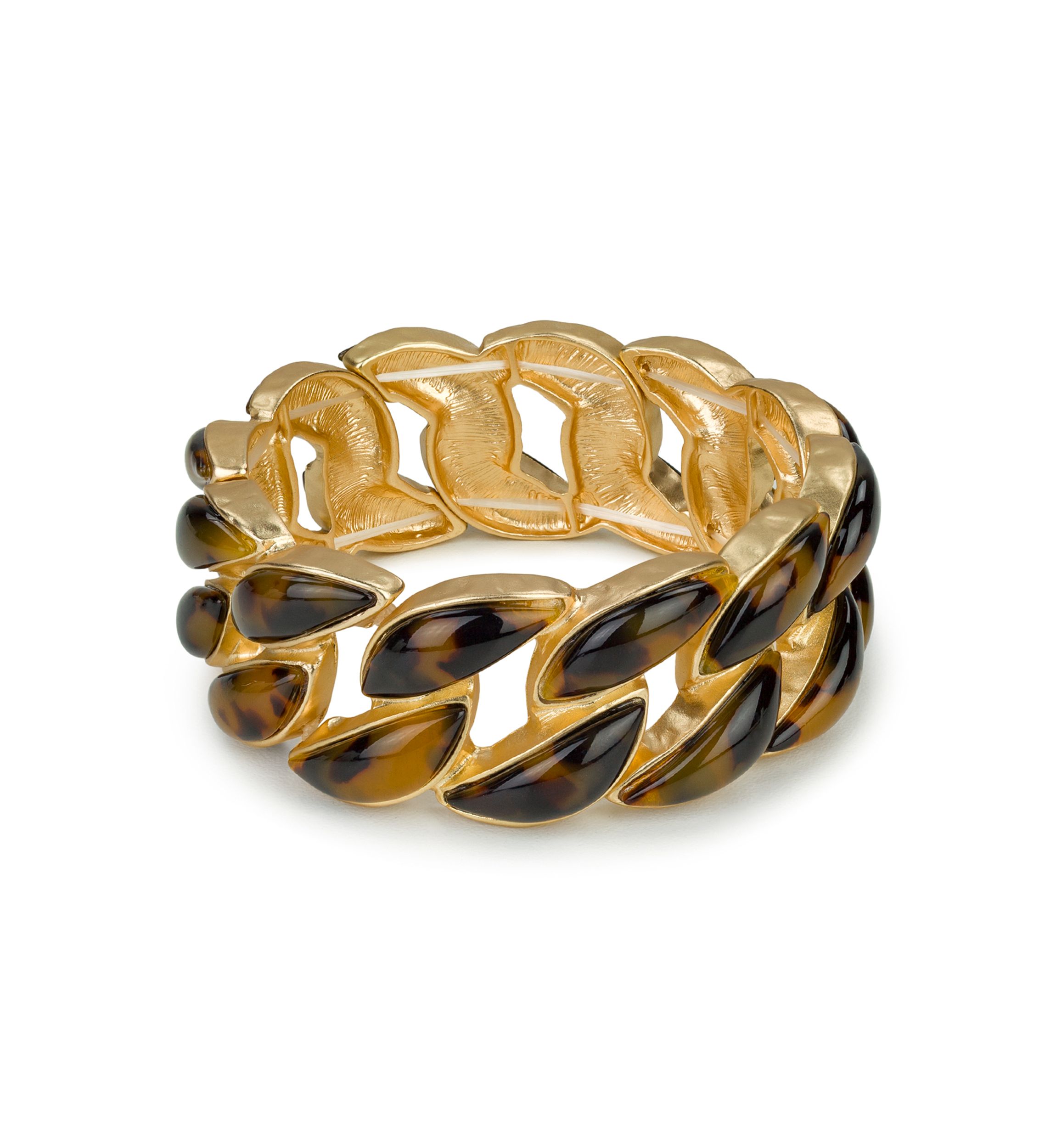 Gold Tone Stretch Link Bracelet