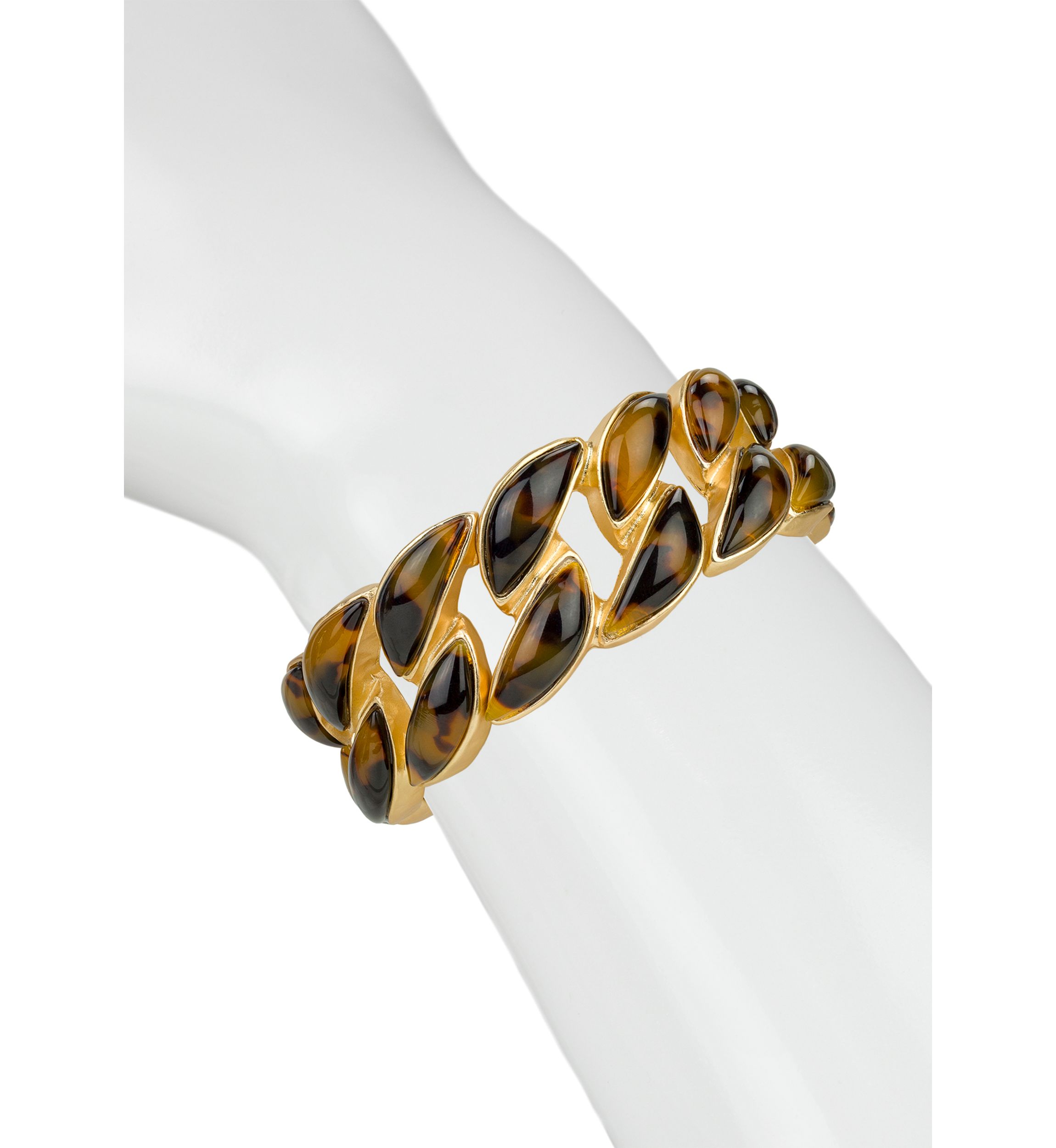 Gold Tone Stretch Link Bracelet